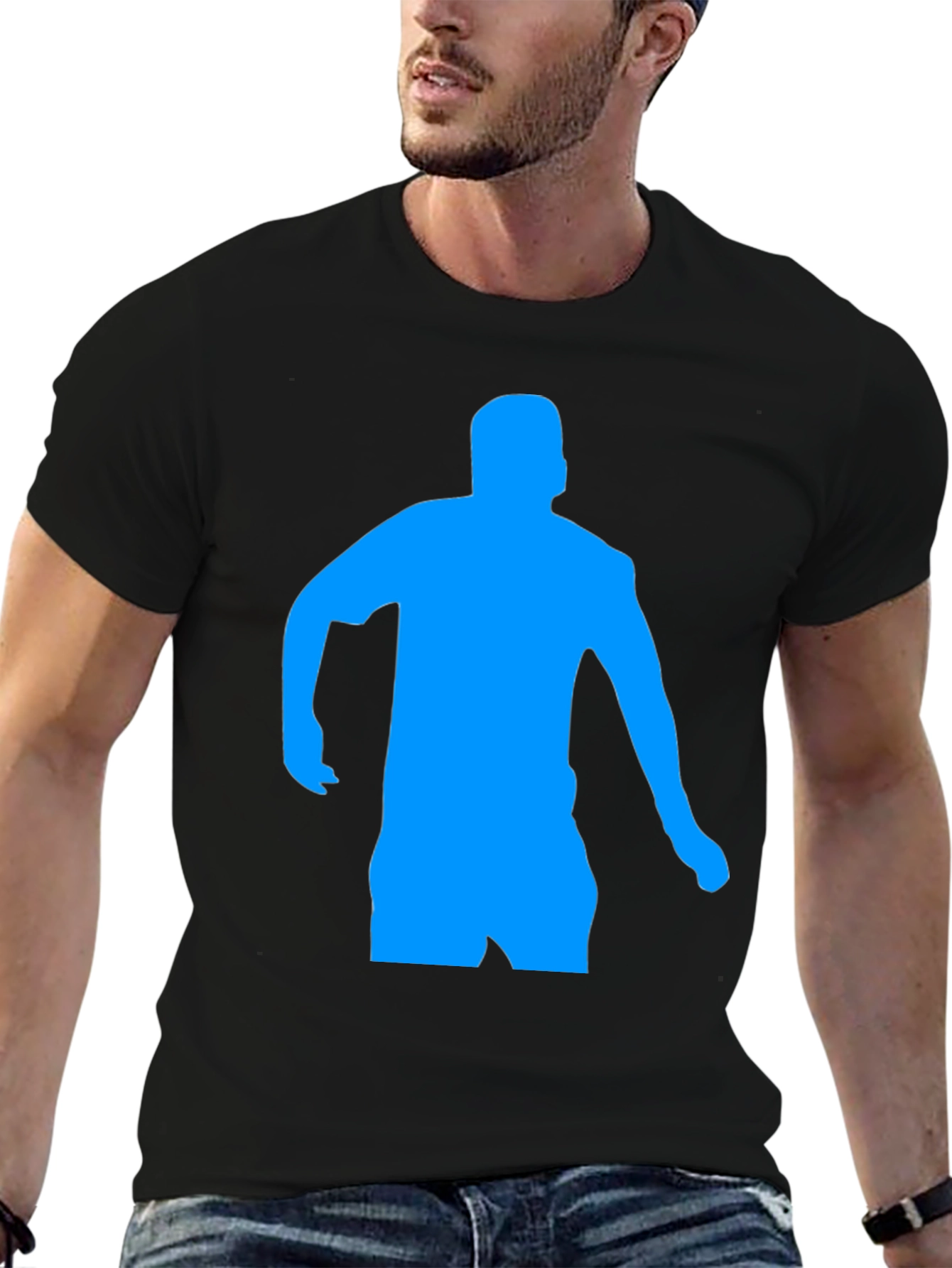 Mens Black T-Shirt with Blue Dancer Graphic