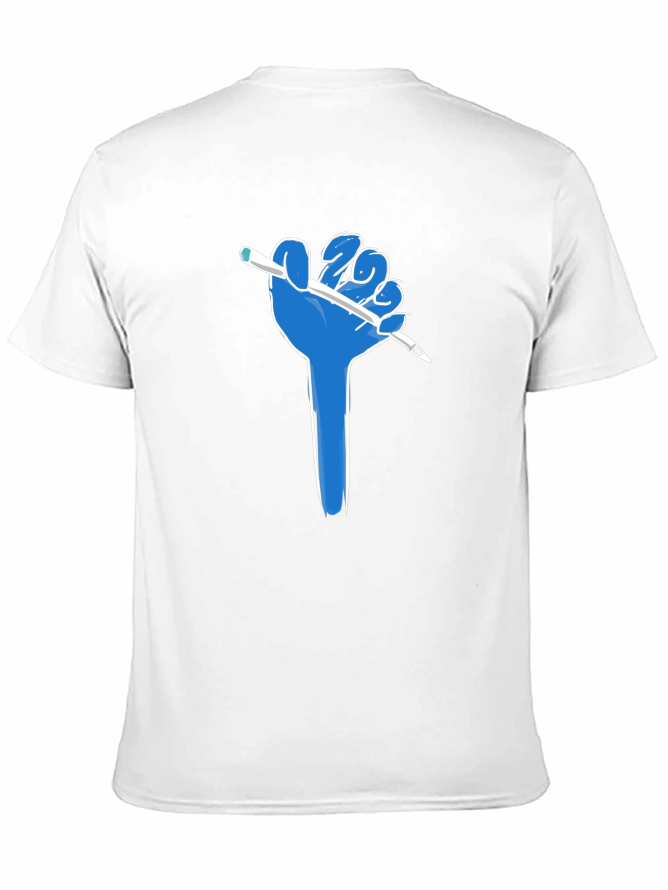 Creative Blue Hand Holding Pen Black T-Shirt