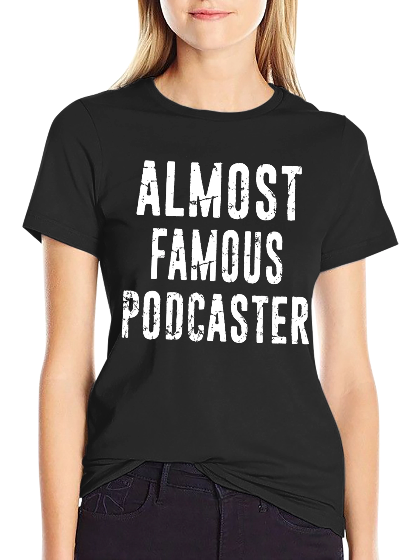 Almost Famous Podcaster T-Shirt - Black Crew Neck Tee