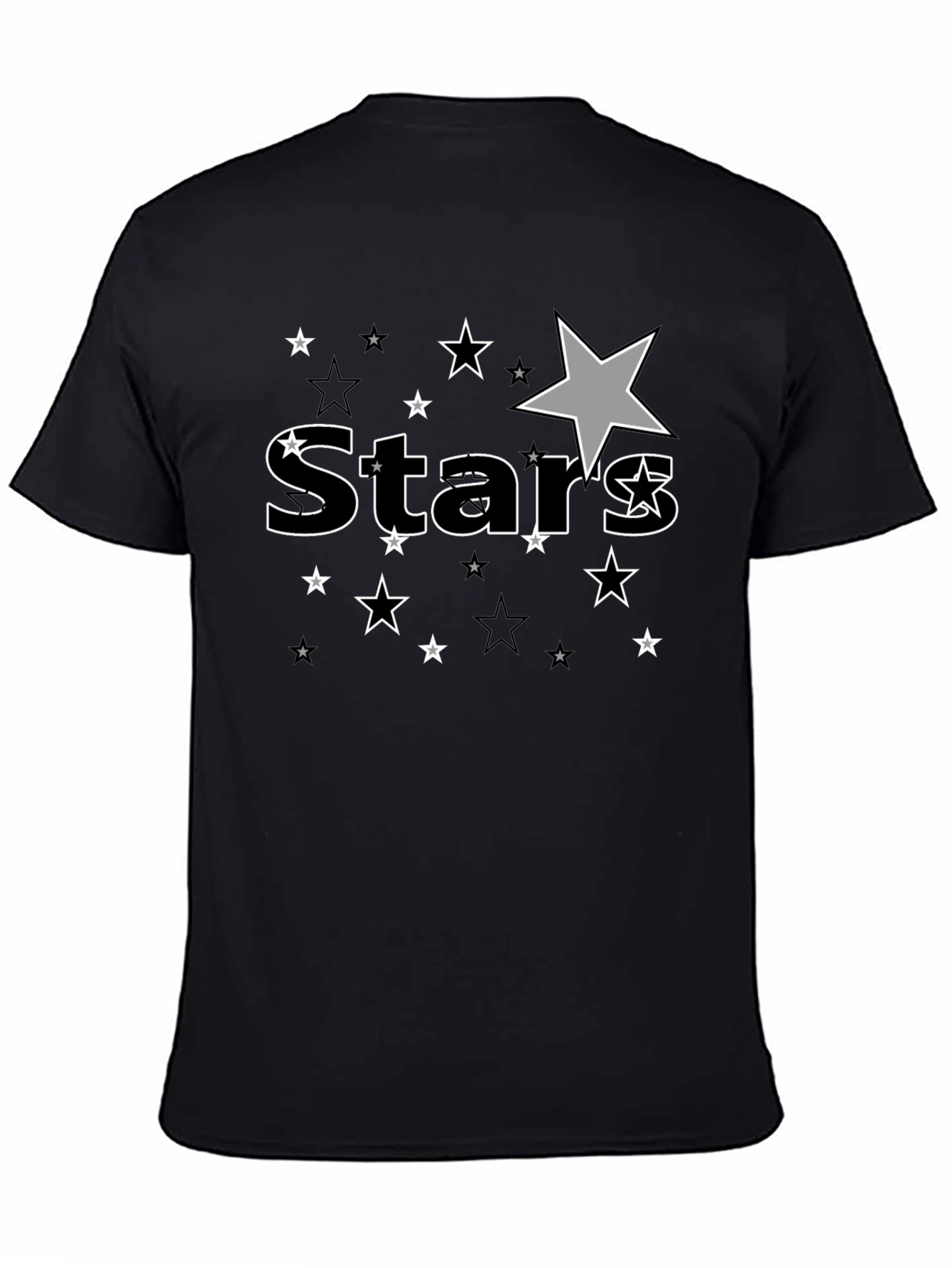 Stars Graphic Print Black T-Shirt for Men