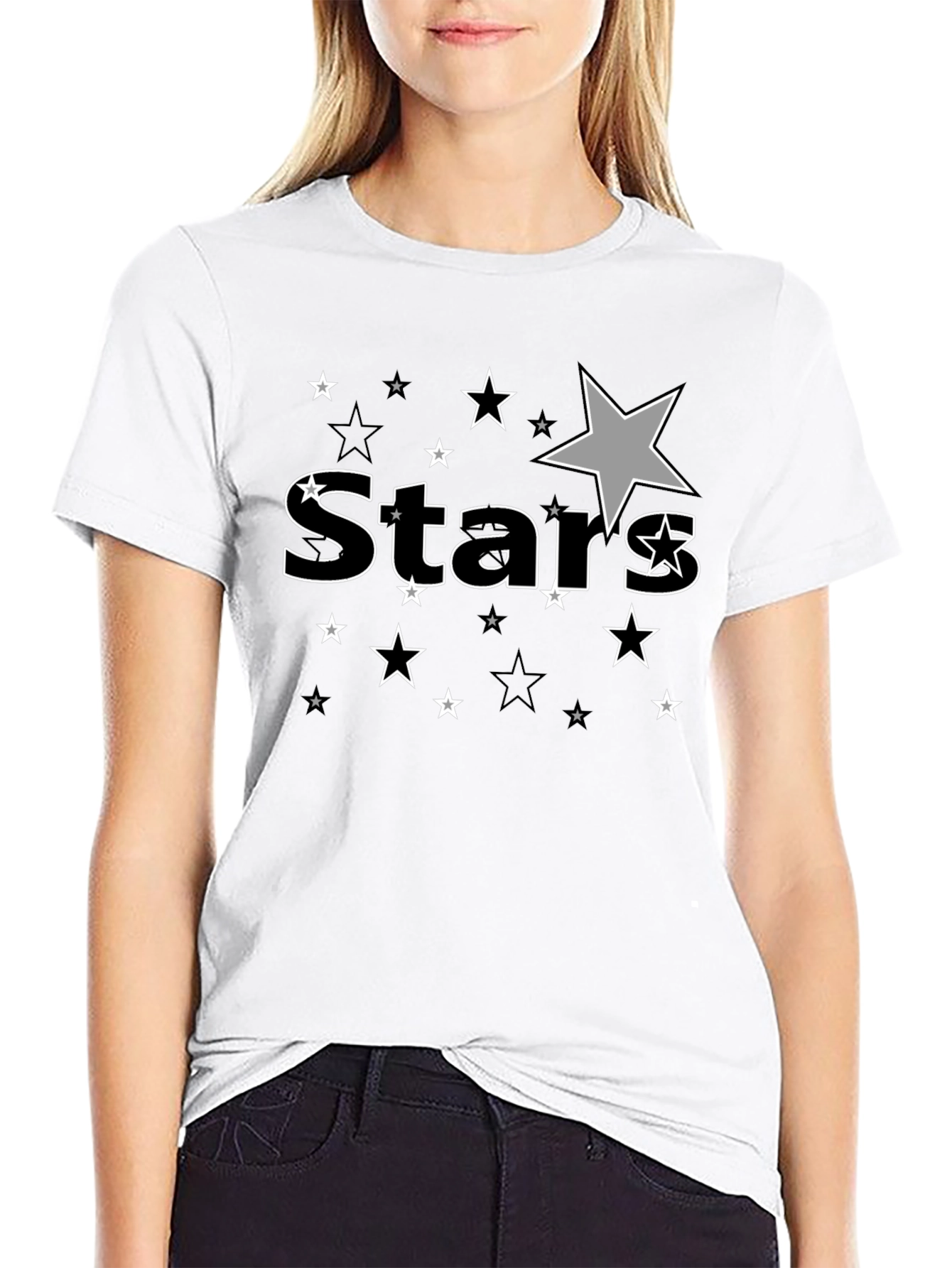 Stars Graphic Print Black T-Shirt for Men