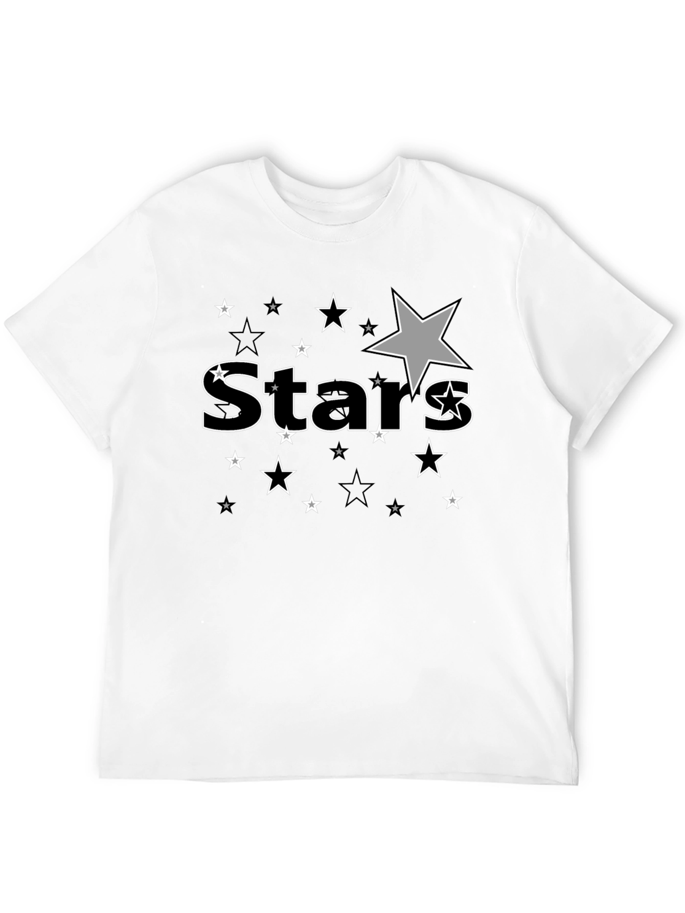 Stars Graphic Print Black T-Shirt for Men