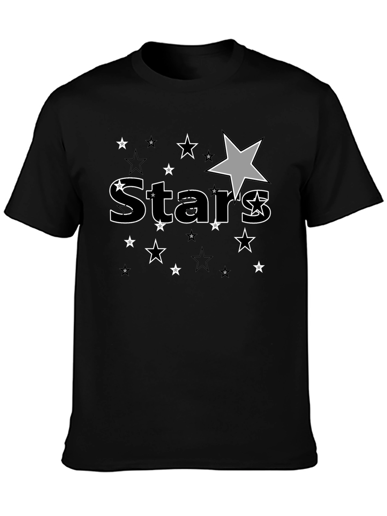 Stars Graphic Print Black T-Shirt for Men