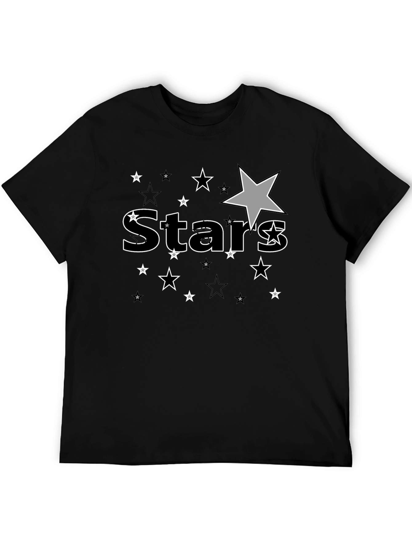 Stars Graphic Print Black T-Shirt for Men