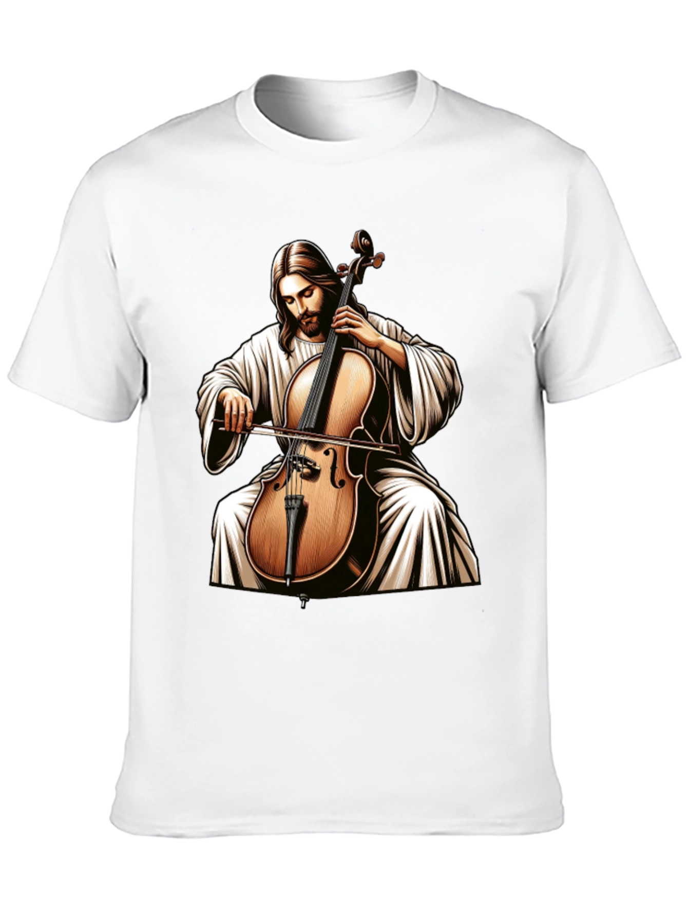 Jesus Playing Cello Black T-Shirt