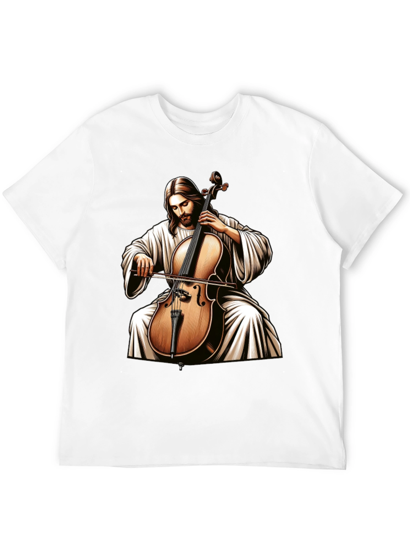 Jesus Playing Cello Black T-Shirt