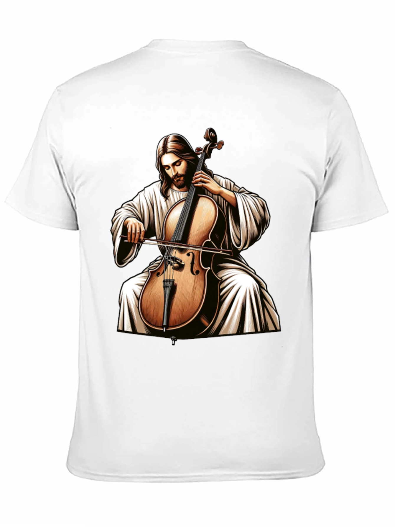 Jesus Playing Cello Black T-Shirt