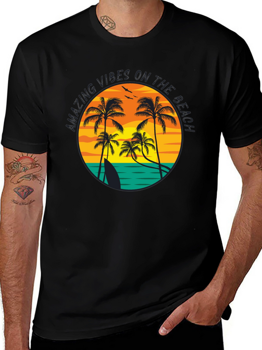 Beach Vibes Graphic T-Shirt - Tropical Palm Tree Design