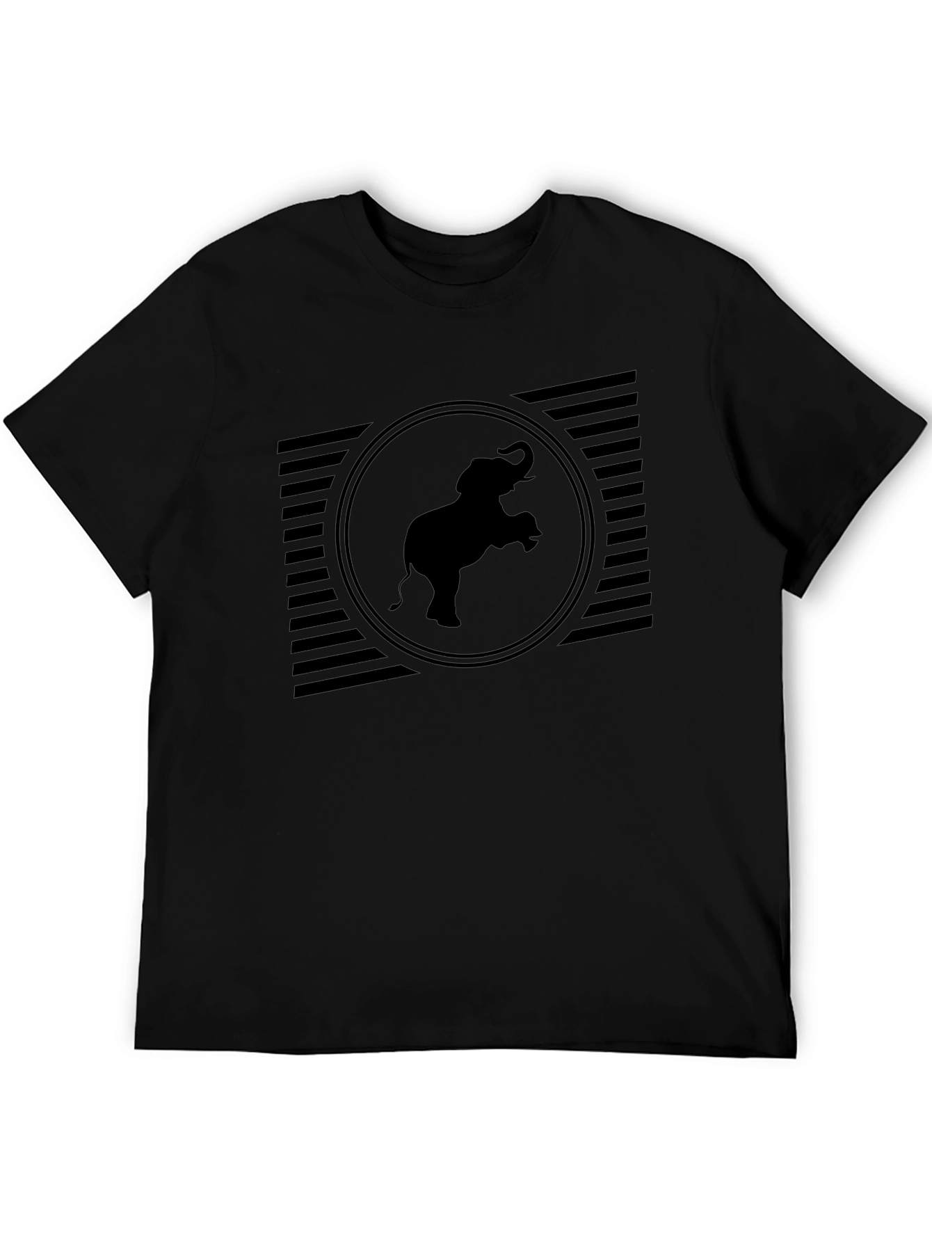 Elephant Graphic Tee - Black Crew Neck Shirt
