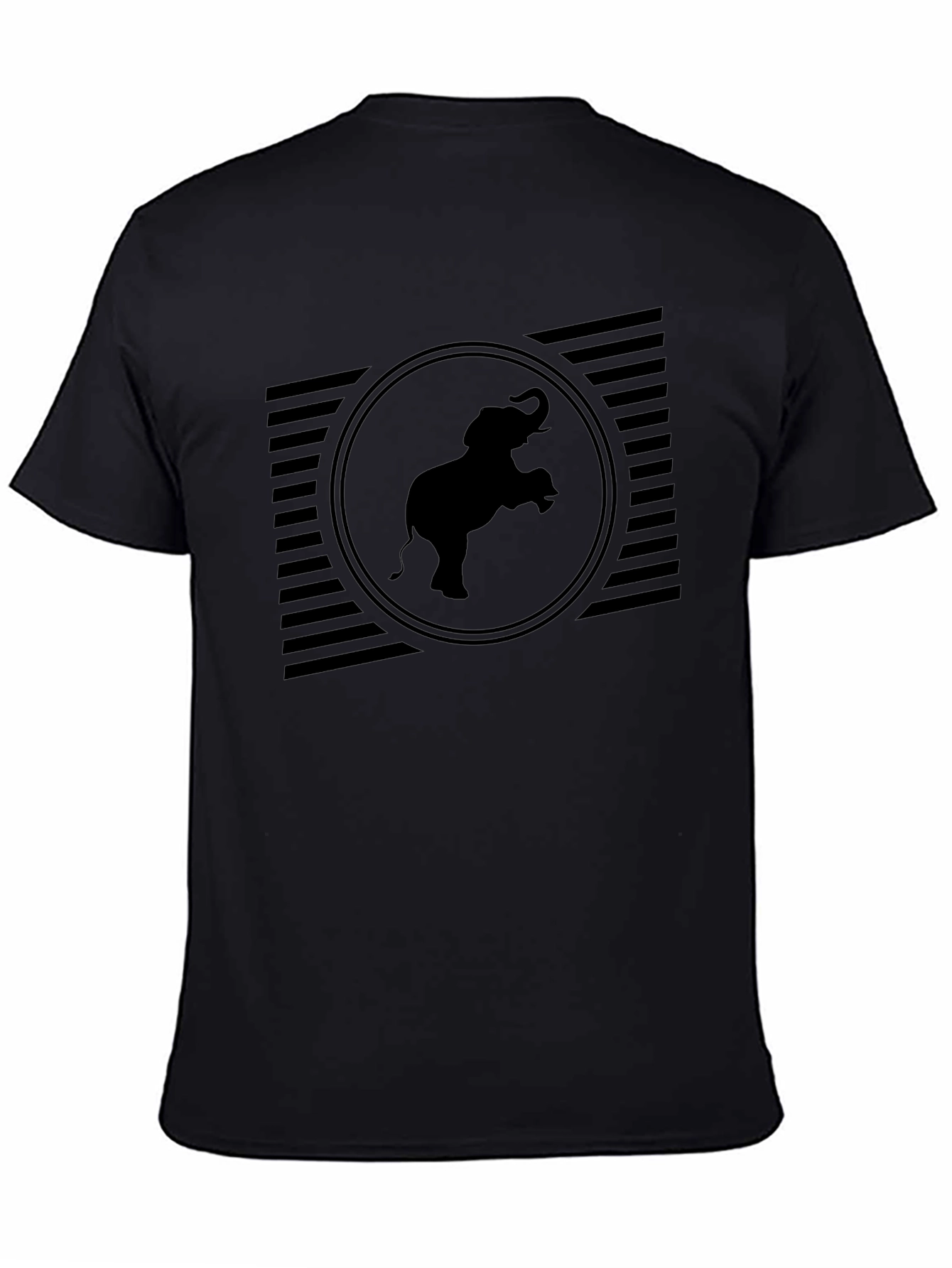Elephant Graphic Tee - Black Crew Neck Shirt