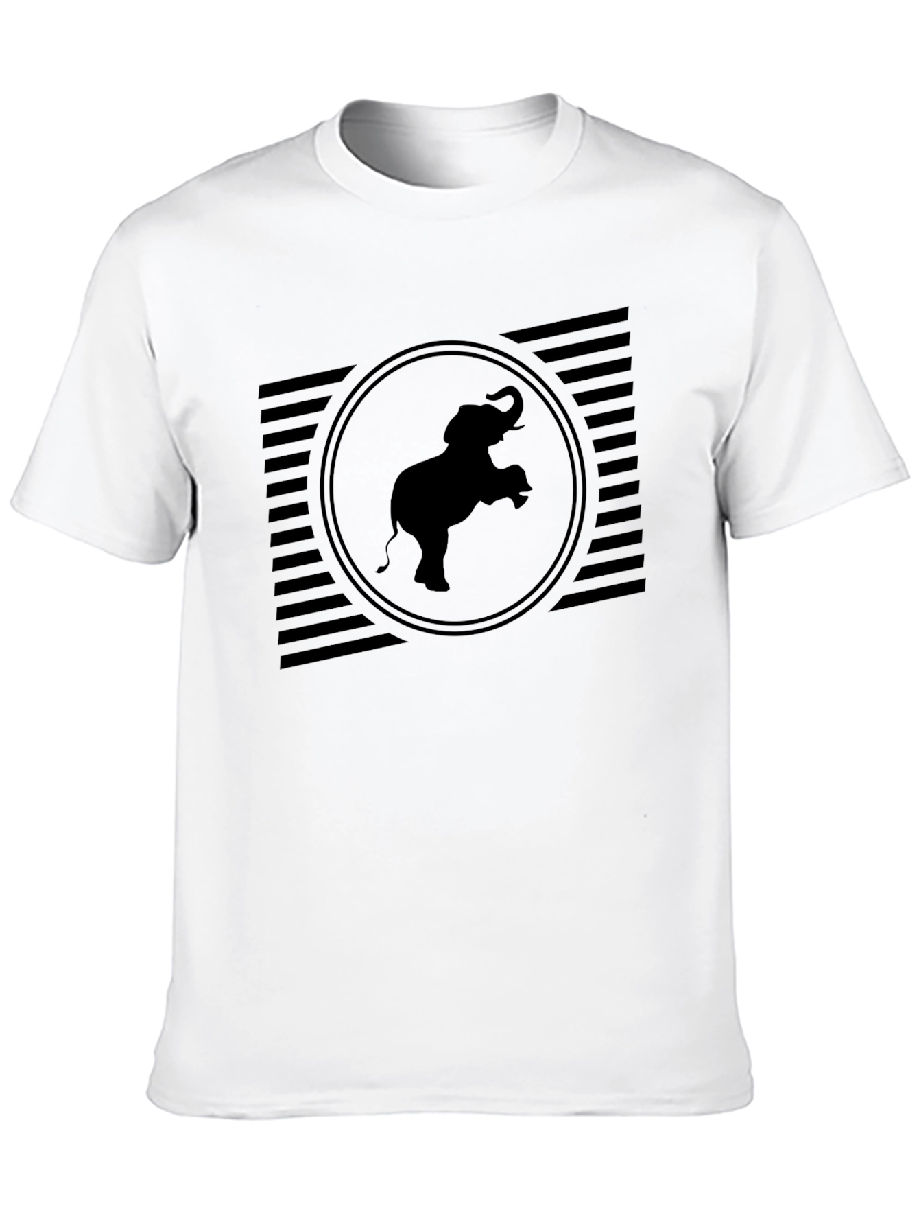 Elephant Graphic Tee - Black Crew Neck Shirt