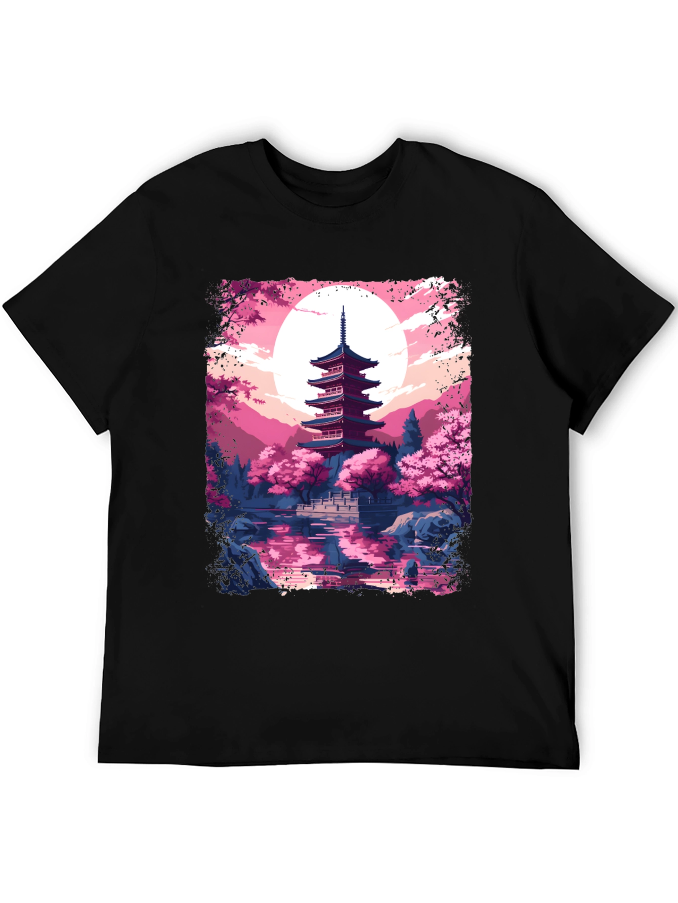Japanese Pagoda Graphic Tee - Black