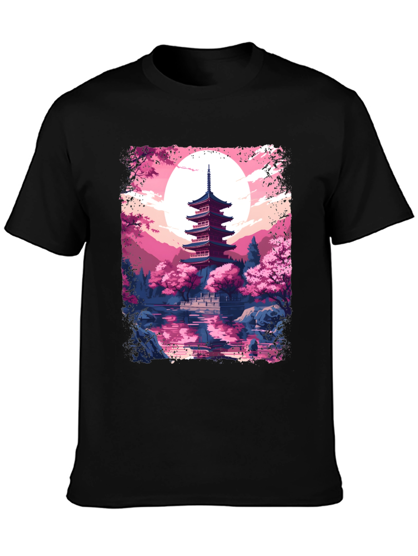 Japanese Pagoda Graphic Tee - Black