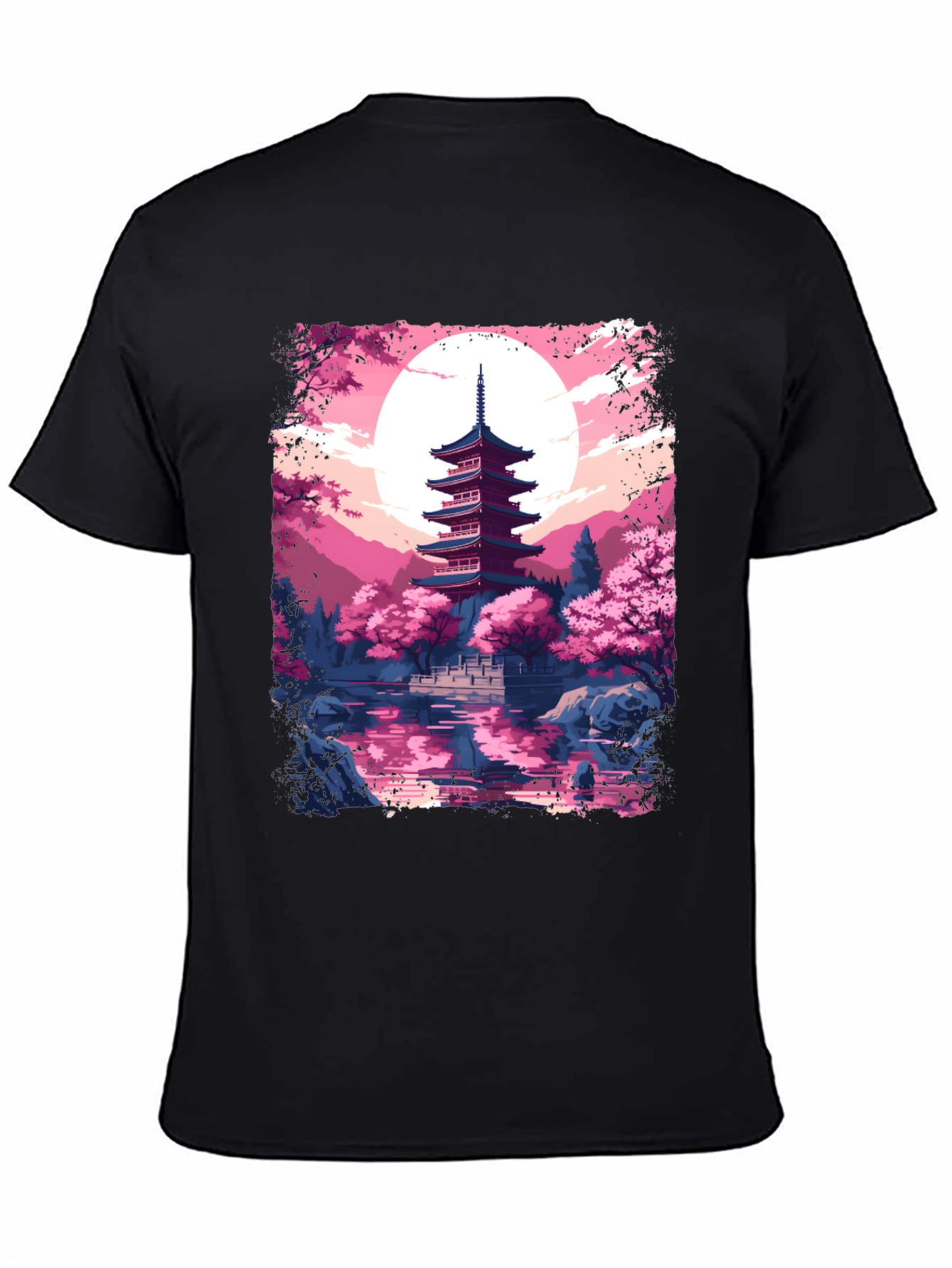 Japanese Pagoda Graphic Tee - Black