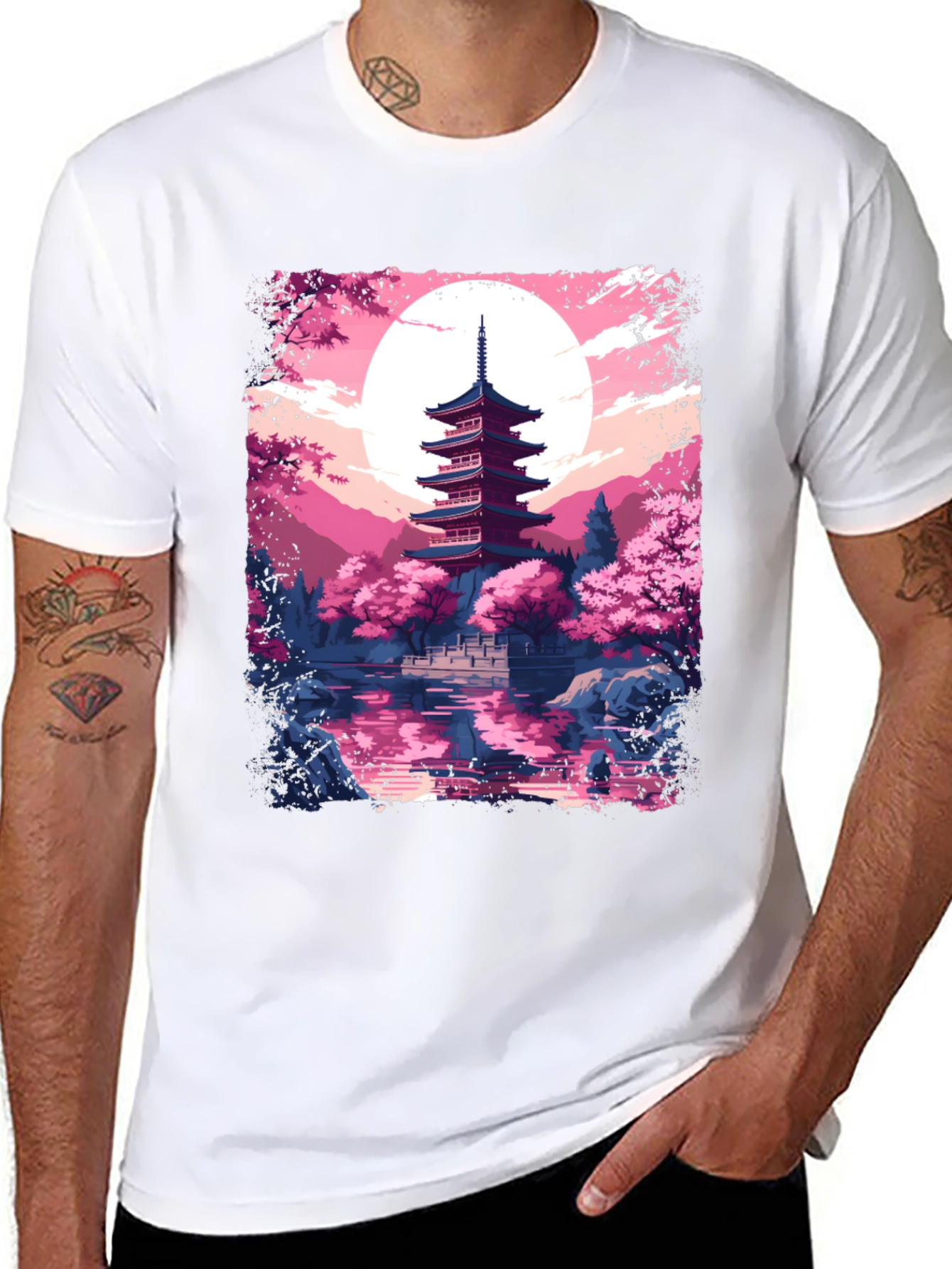 Japanese Pagoda Graphic Tee - Black