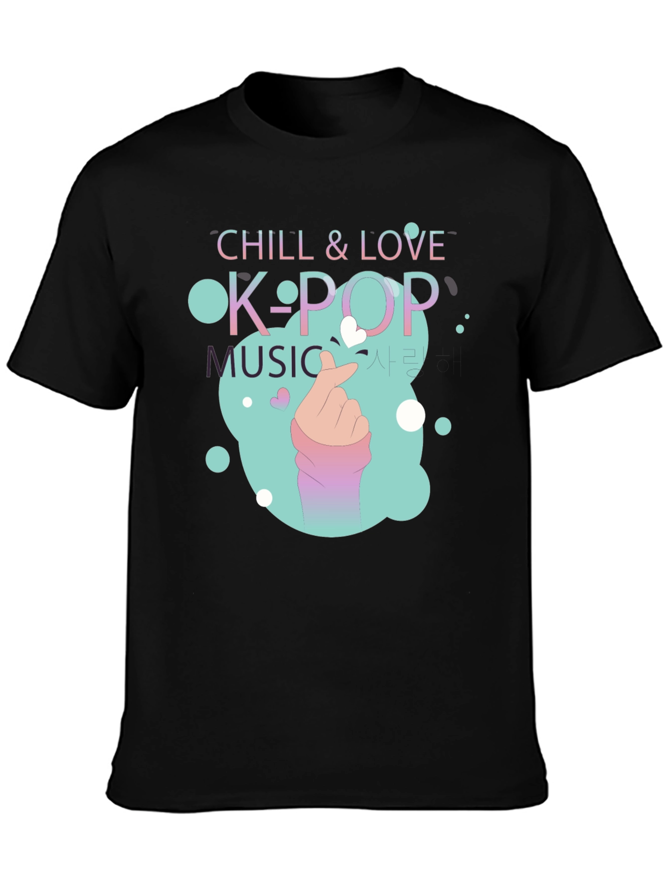 Chill & Love K-Pop Music Black T-Shirt