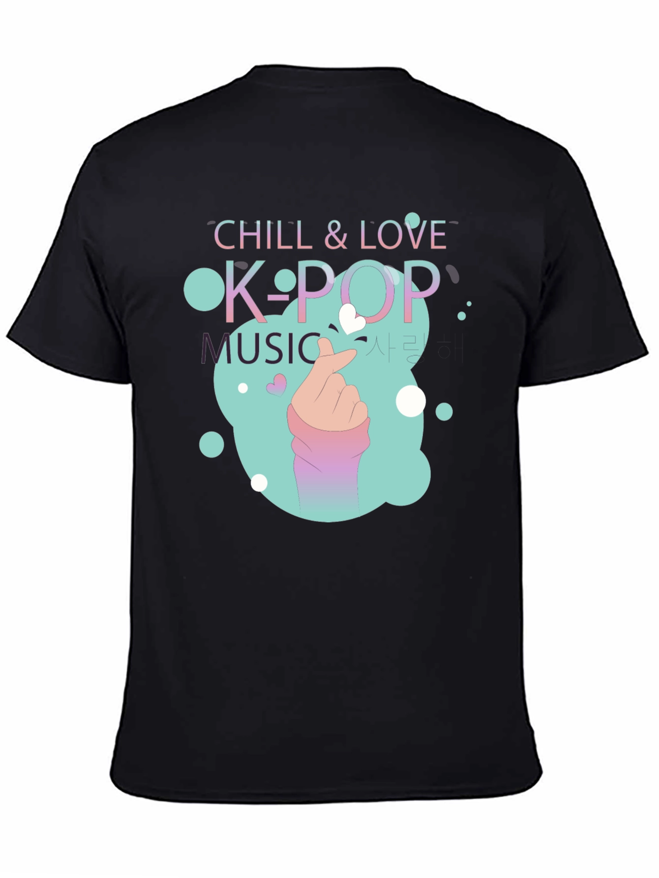 Chill & Love K-Pop Music Black T-Shirt