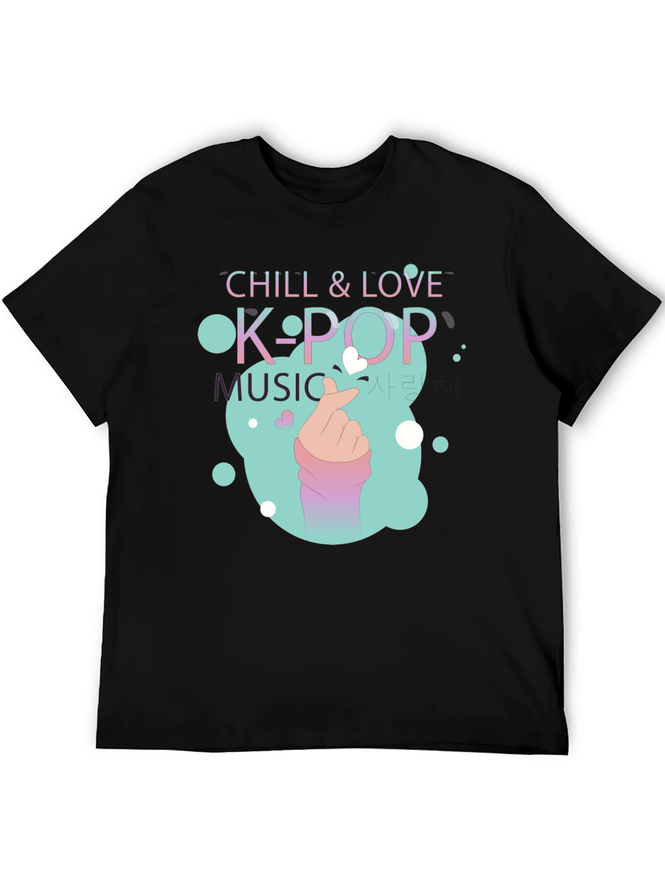 Chill & Love K-Pop Music Black T-Shirt
