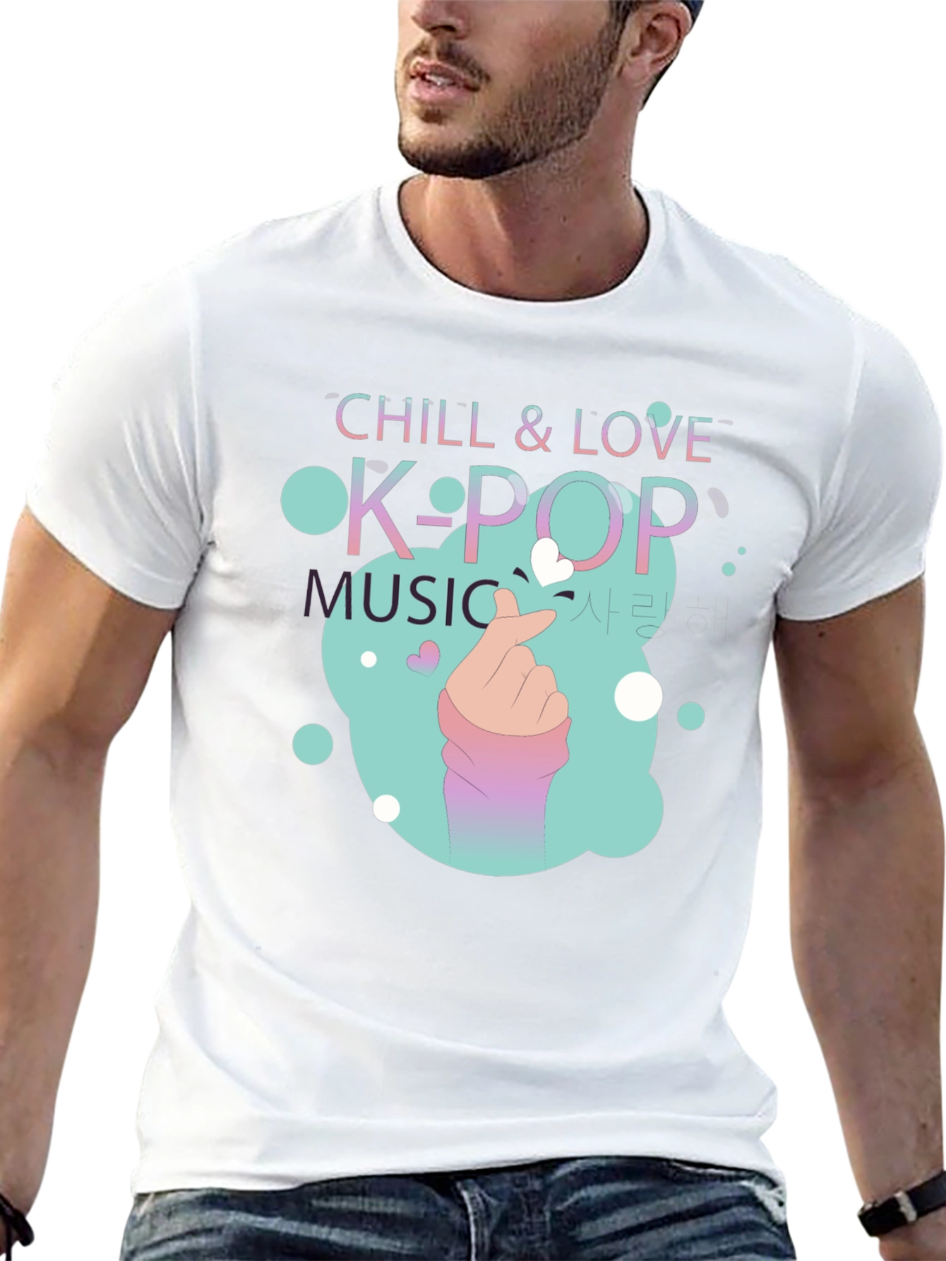 Chill & Love K-Pop Music Black T-Shirt