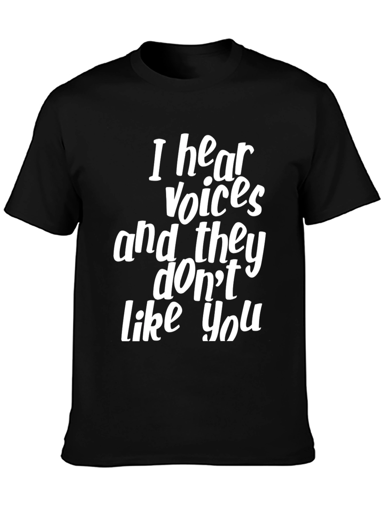 Funny I Hear Voices Graphic Tee - Black