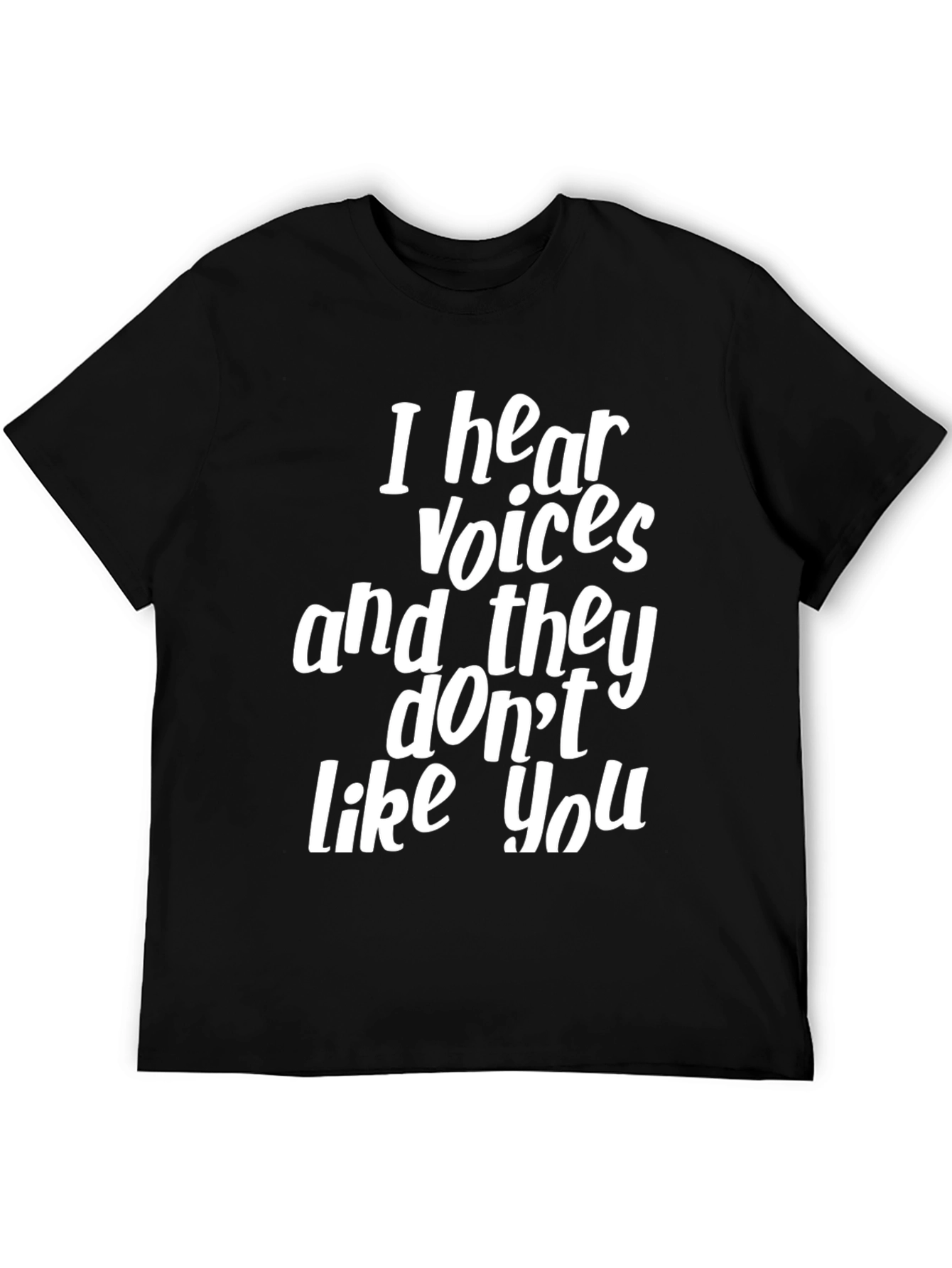 Funny I Hear Voices Graphic Tee - Black