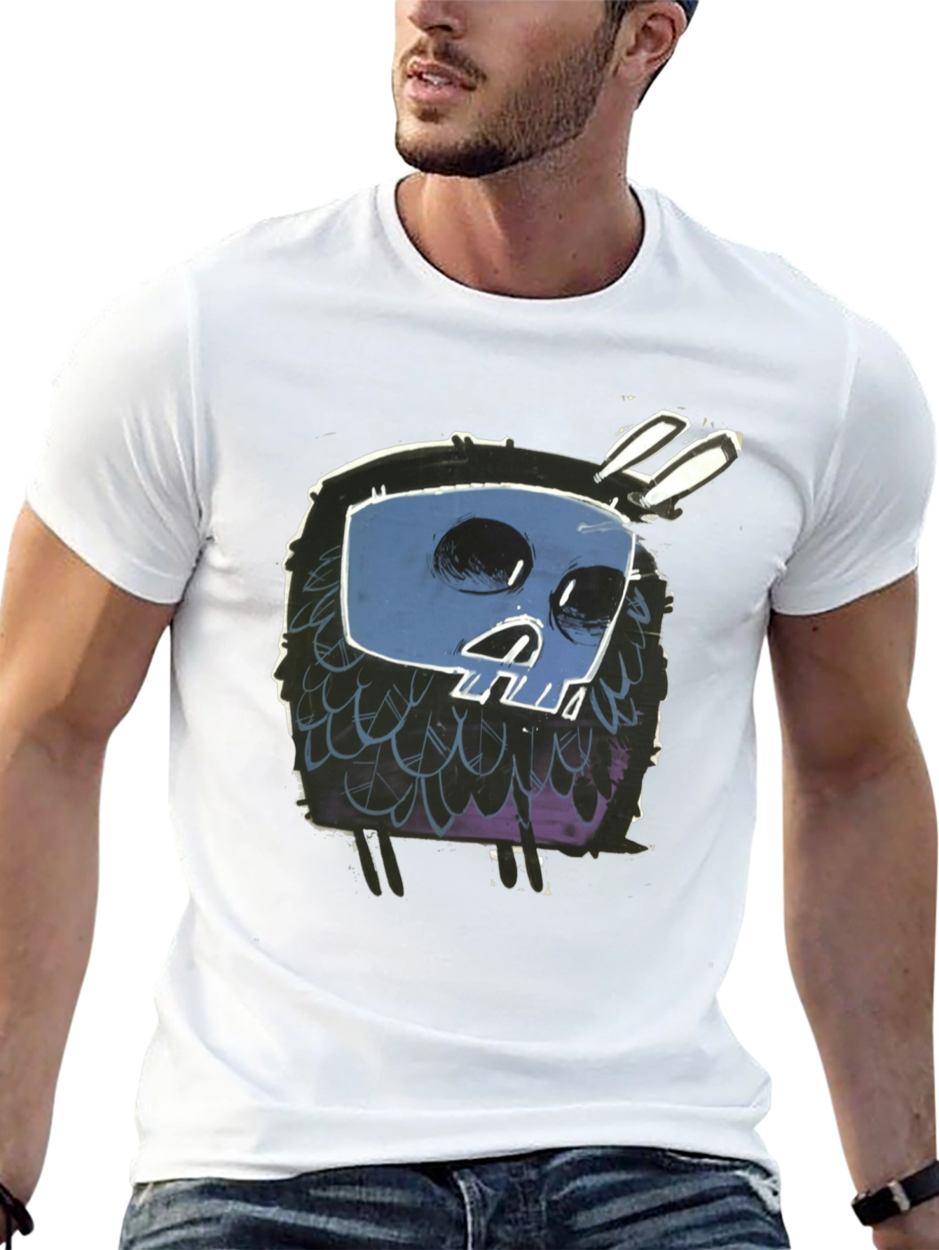 Skull Bunny Graphic Black T-Shirt