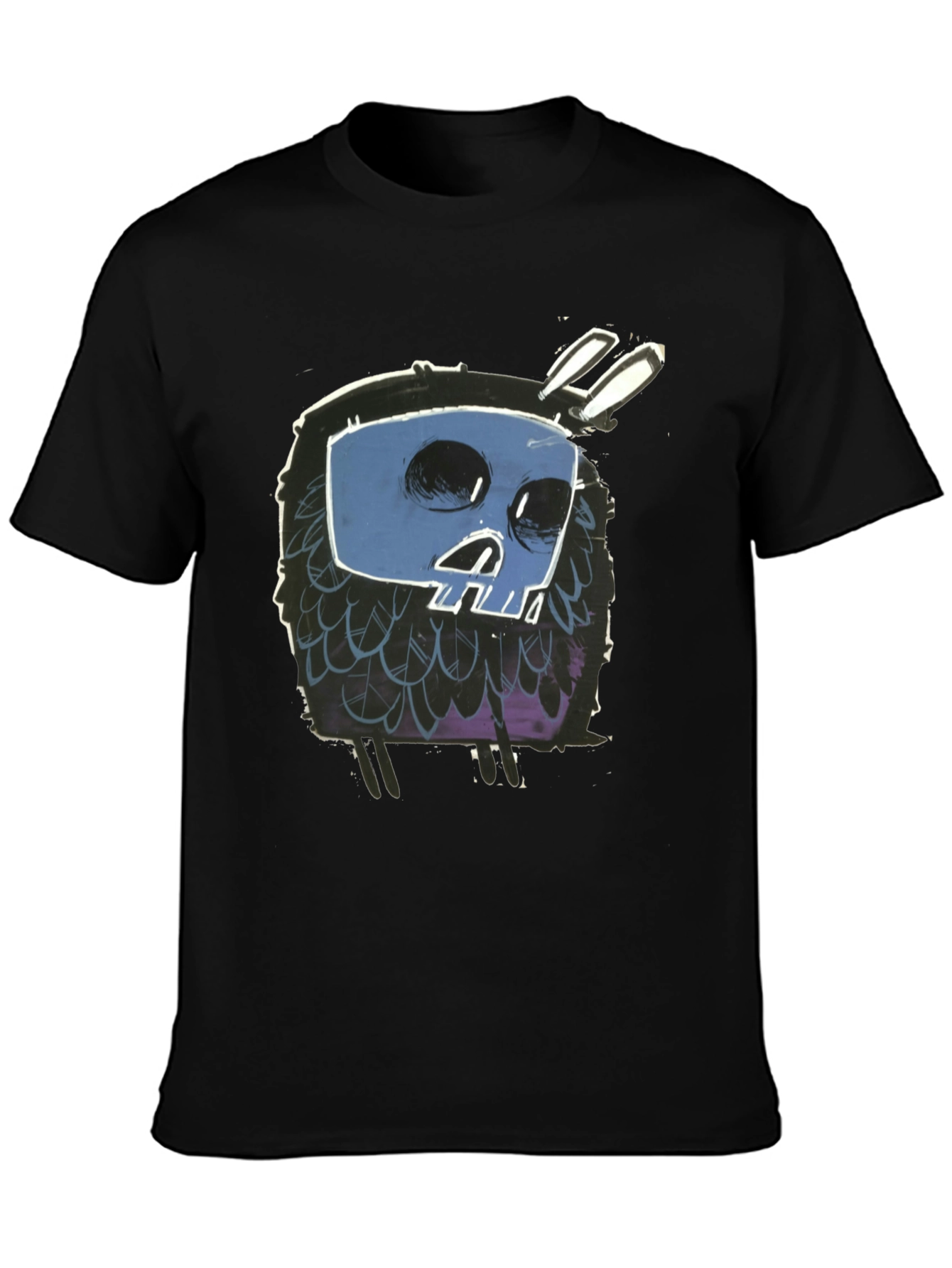 Skull Bunny Graphic Black T-Shirt