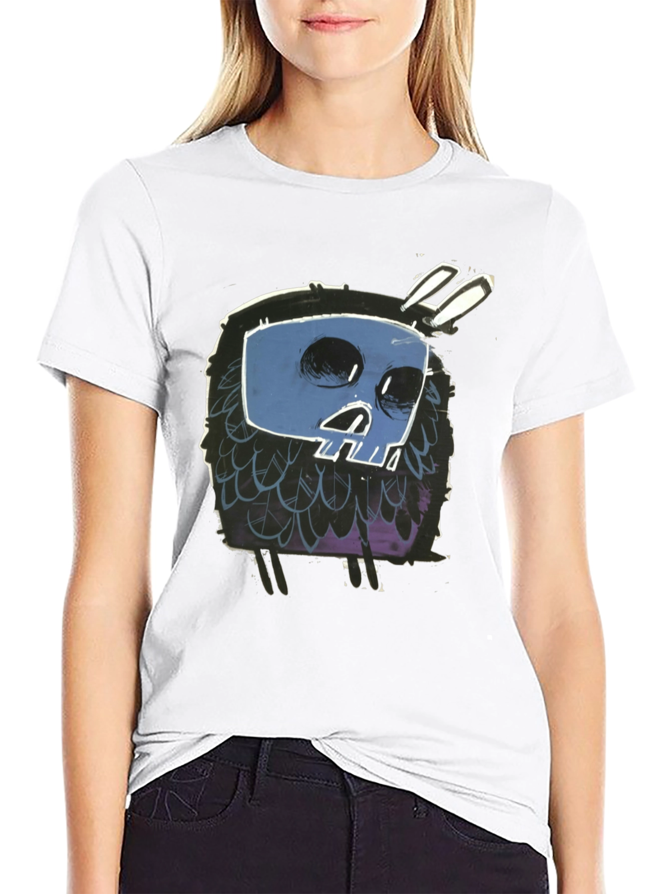 Skull Bunny Graphic Black T-Shirt