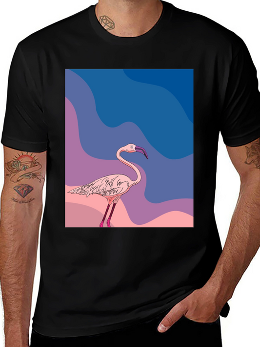 Flamingo Graphic Tee - Stylish Mens Black T-Shirt
