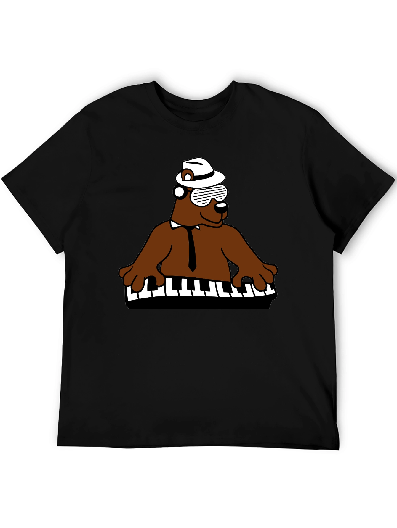Cool Bear Piano Player T-Shirt - Black