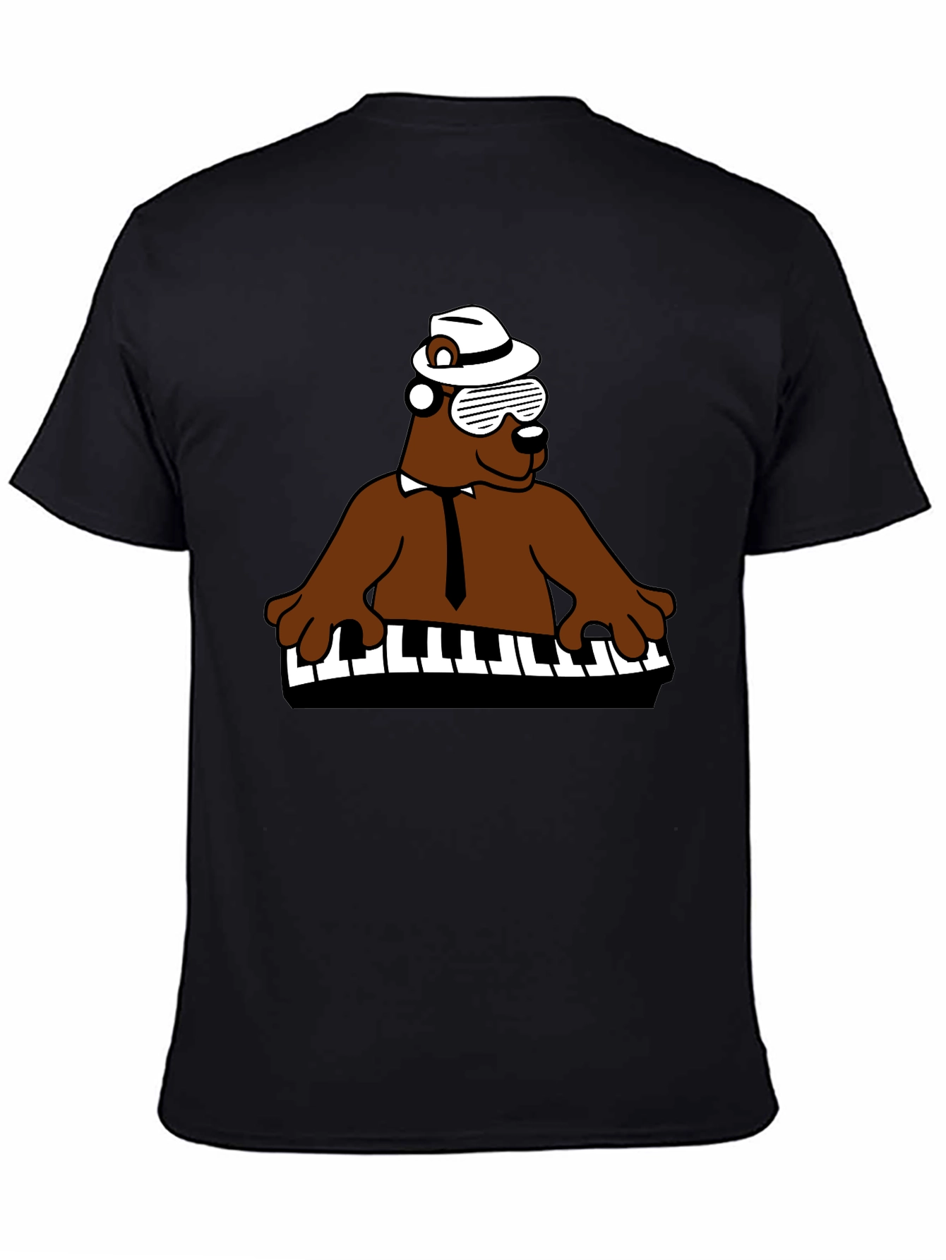 Cool Bear Piano Player T-Shirt - Black