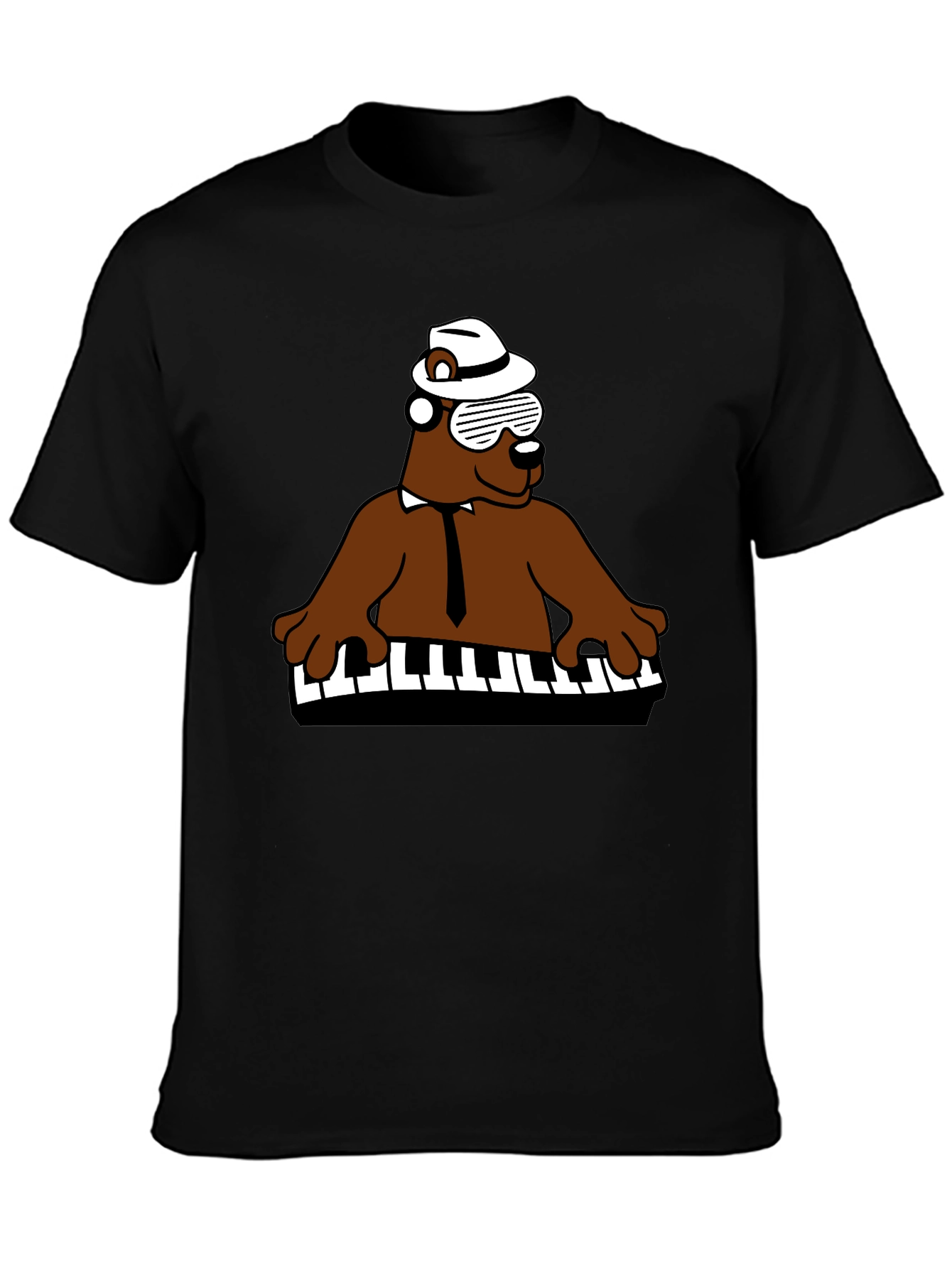Cool Bear Piano Player T-Shirt - Black