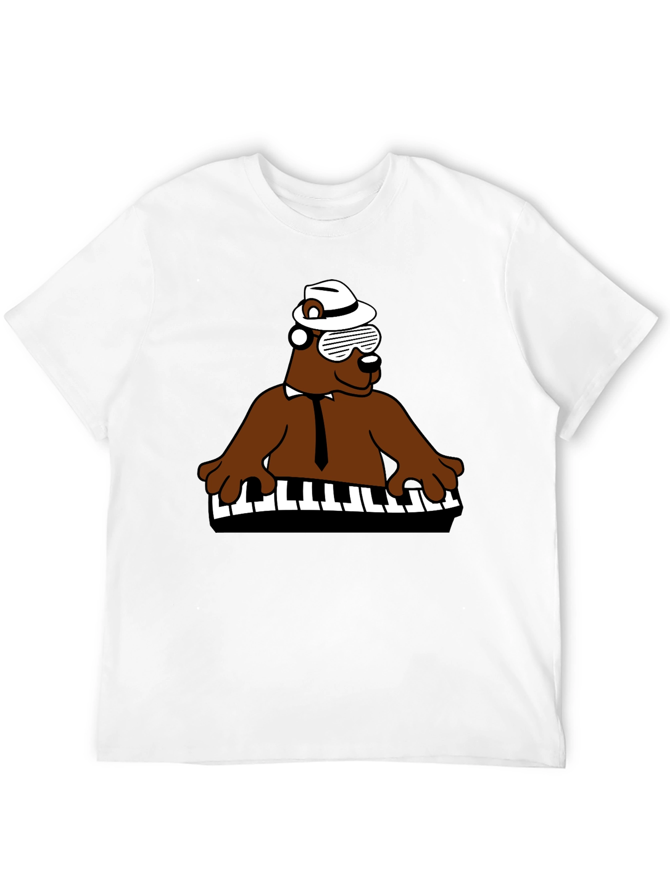 Cool Bear Piano Player T-Shirt - Black