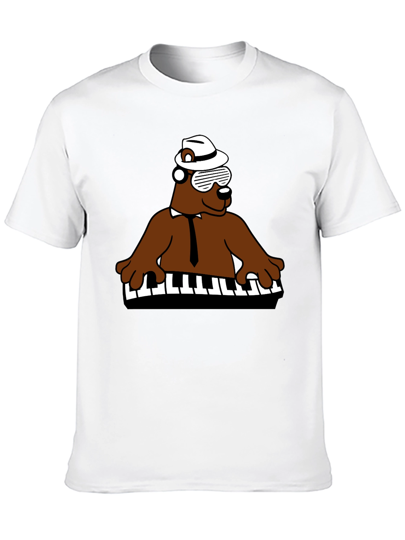 Cool Bear Piano Player T-Shirt - Black