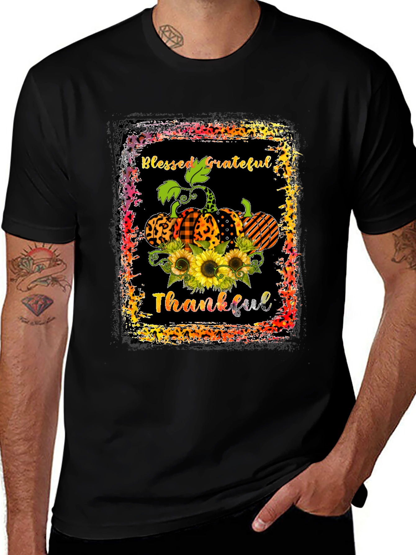 Blessed Grateful Thankful Pumpkin T-Shirt
