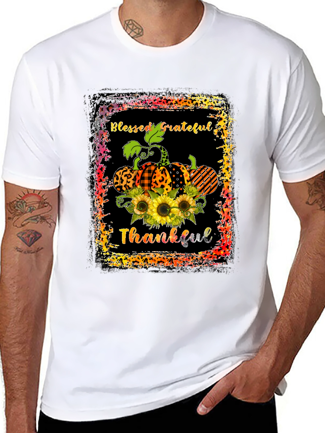 Blessed Grateful Thankful Pumpkin T-Shirt