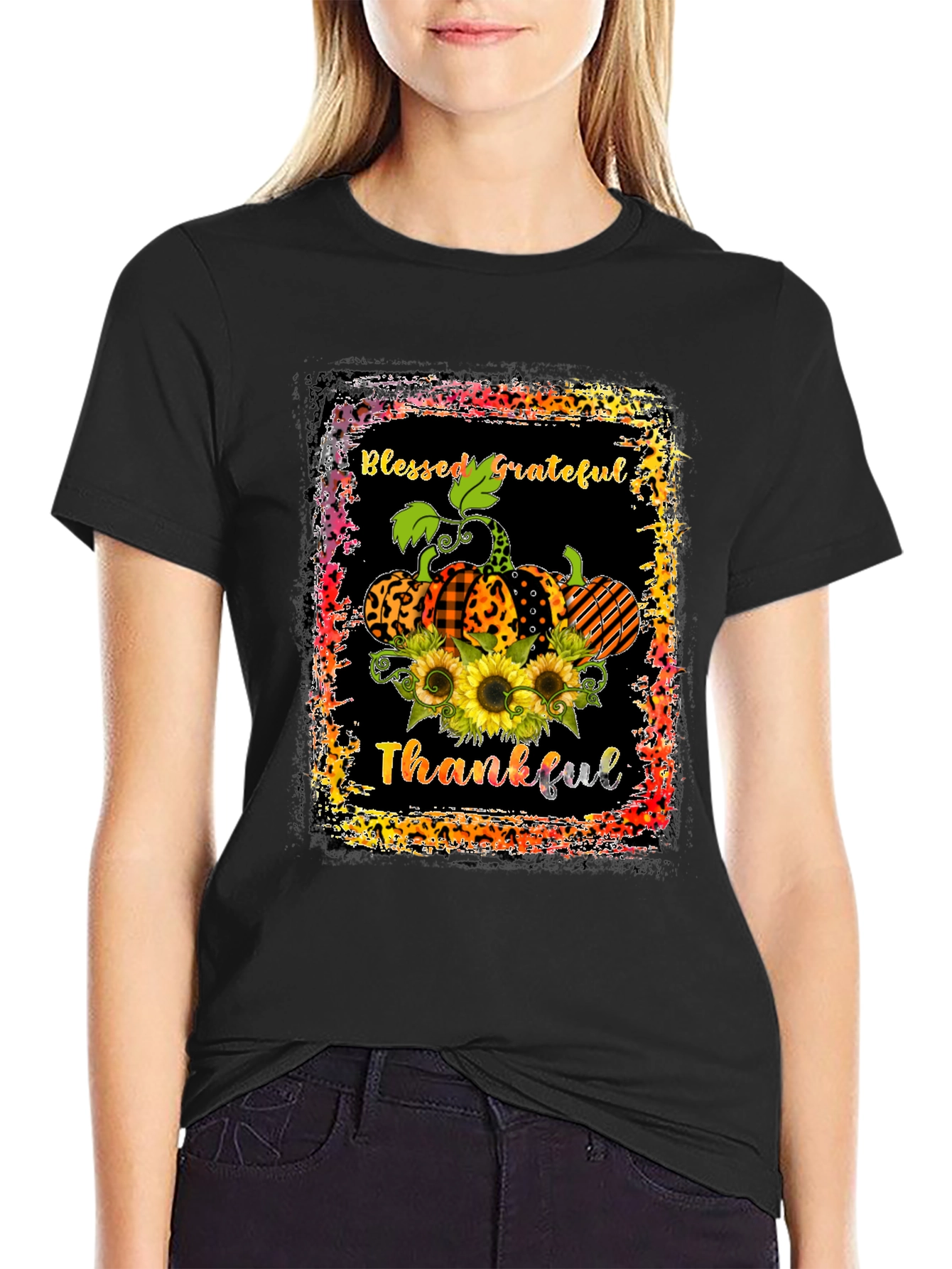 Blessed Grateful Thankful Pumpkin T-Shirt