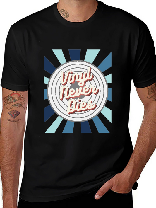 Vinyl Never Dies Graphic Tee - Retro Music Lover Shirt