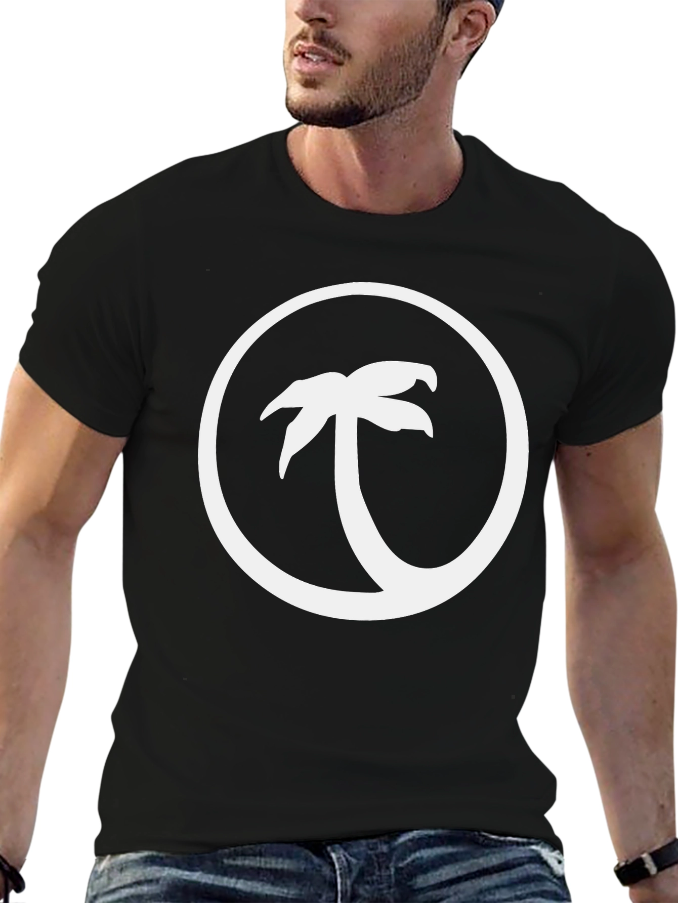 Black Palm Tree Circle Graphic Tee