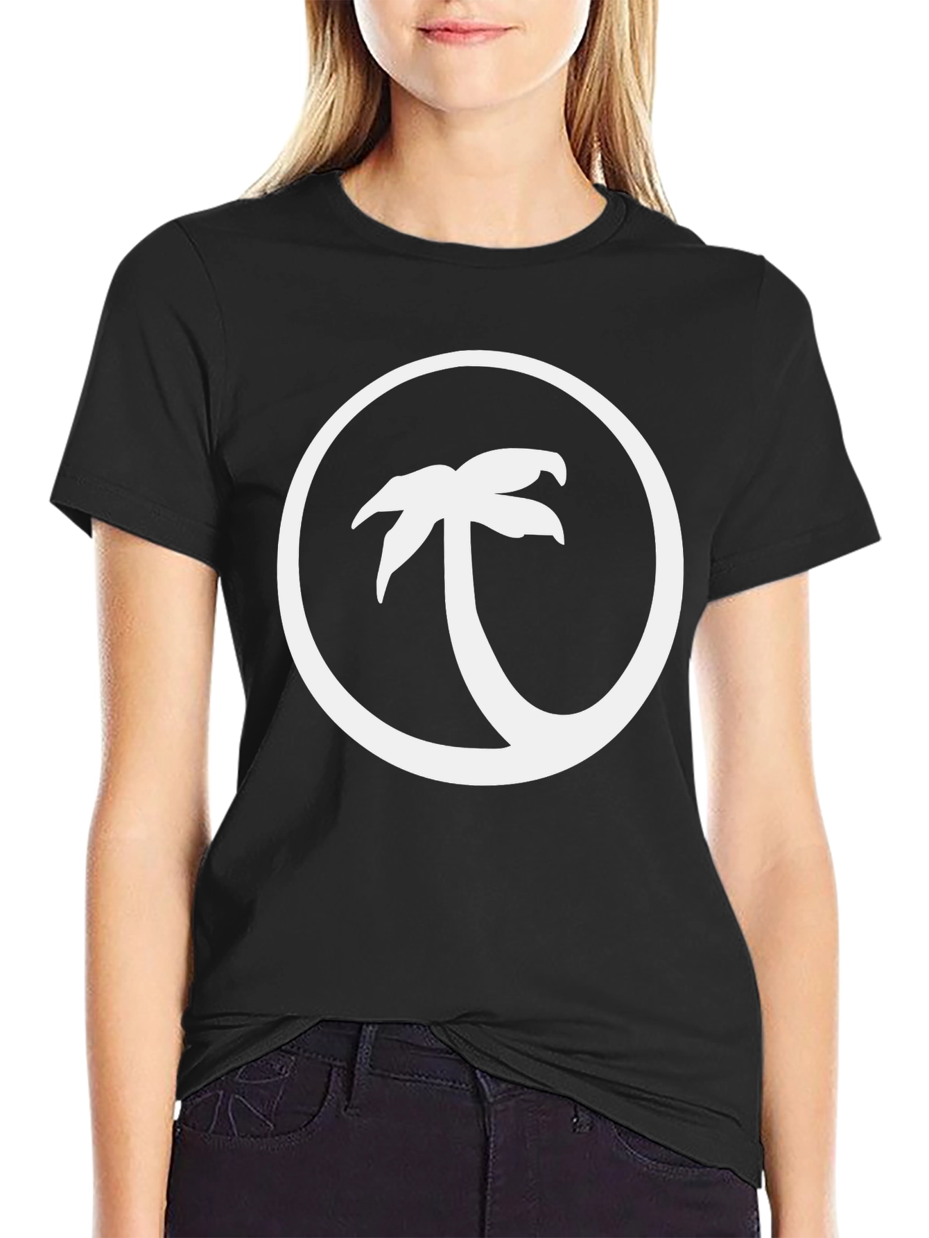 Black Palm Tree Circle Graphic Tee