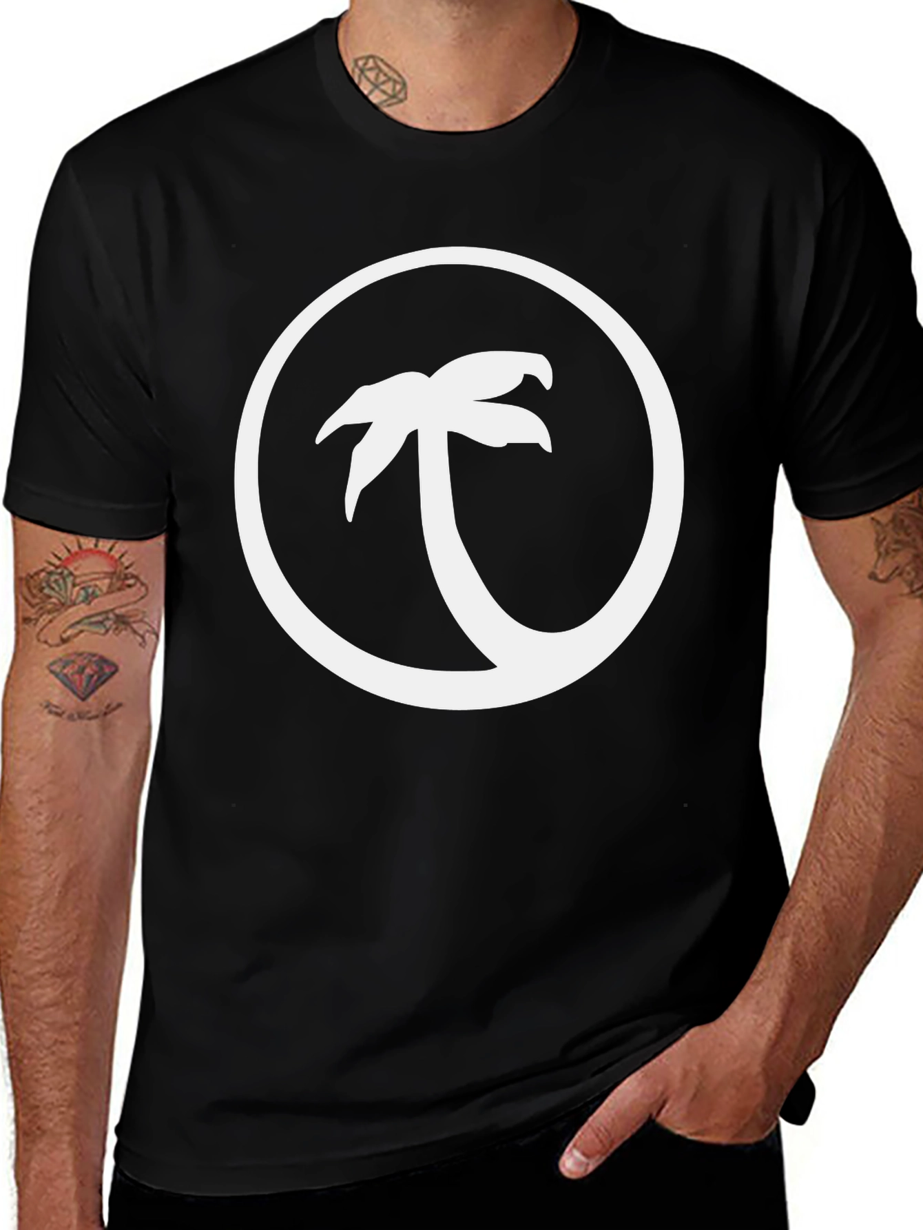 Black Palm Tree Circle Graphic Tee