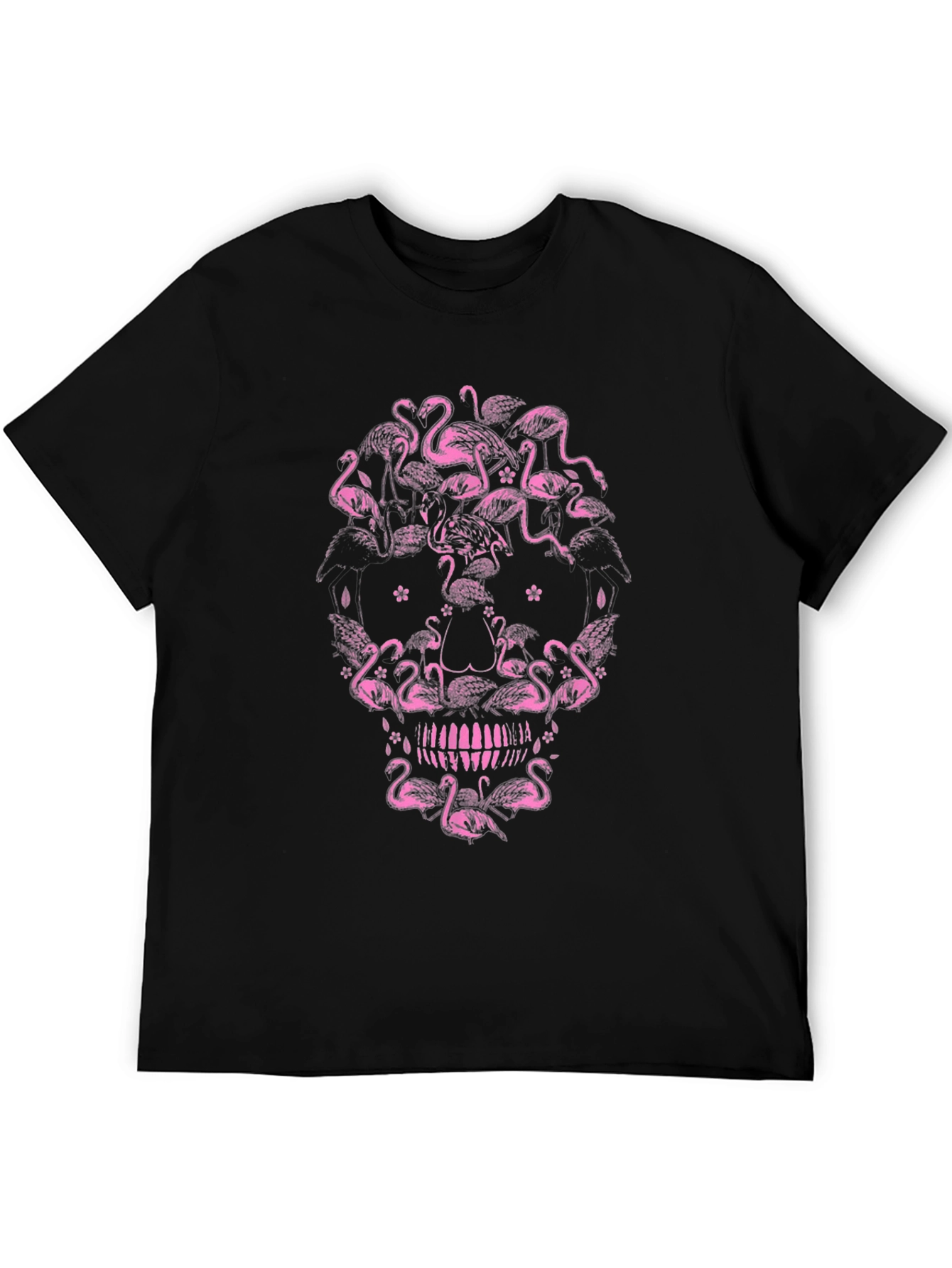 Flamingo Skull Graphic Tee - Unique Pink Design