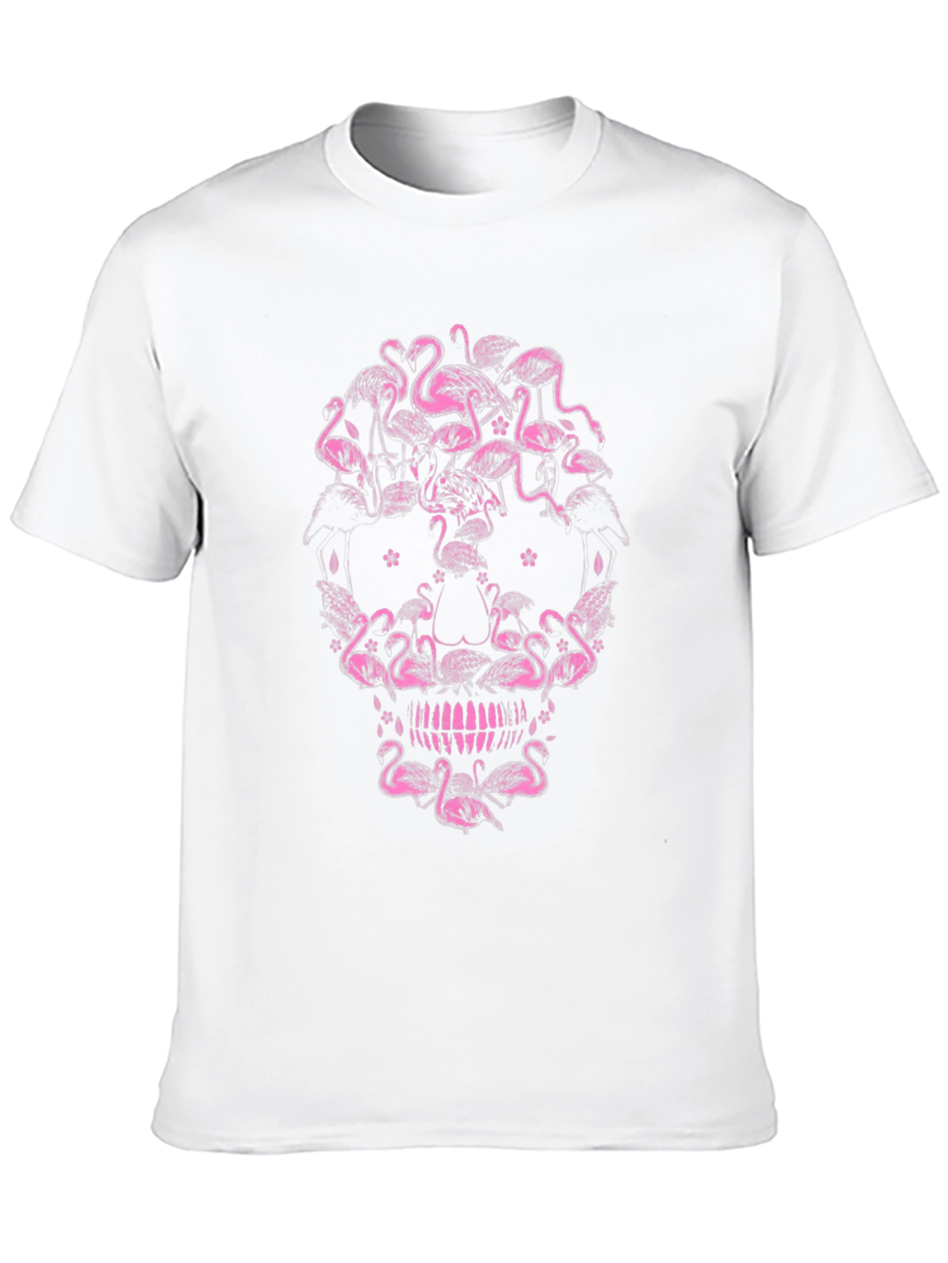 Flamingo Skull Graphic Tee - Unique Pink Design