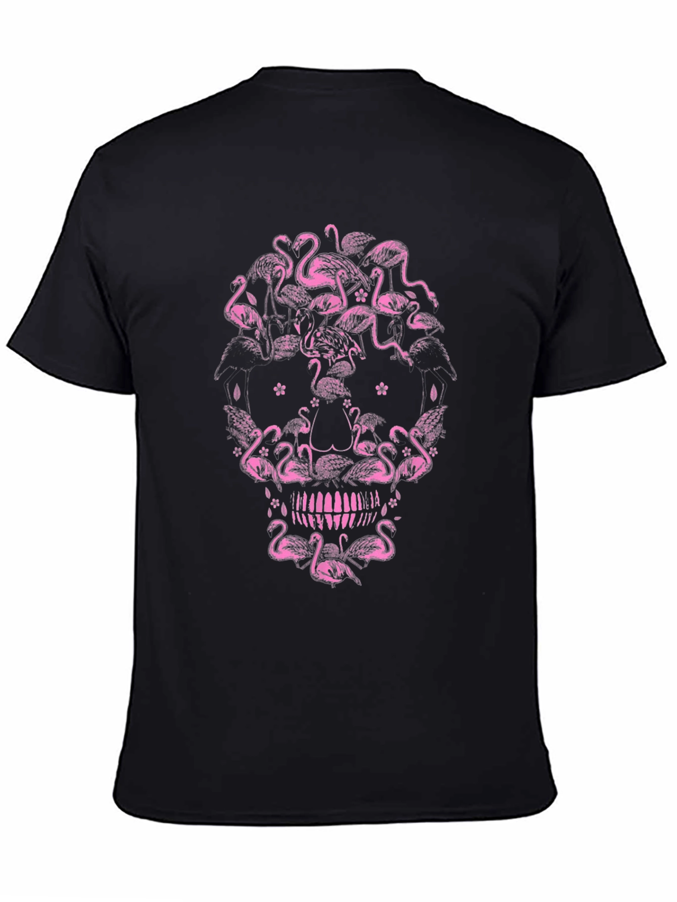 Flamingo Skull Graphic Tee - Unique Pink Design