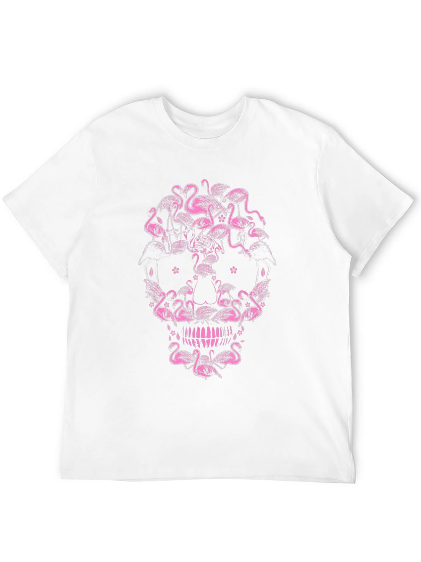 Flamingo Skull Graphic Tee - Unique Pink Design