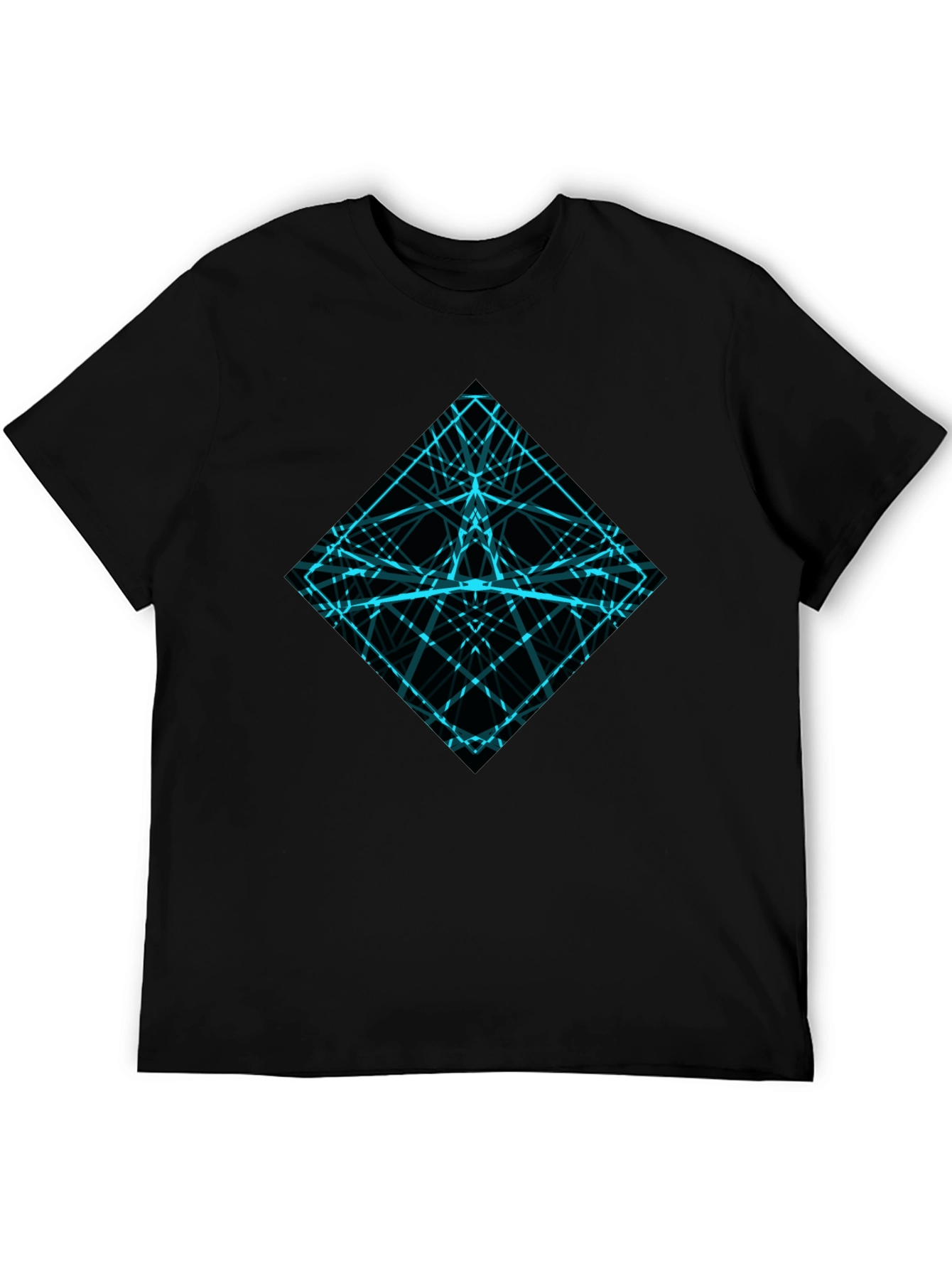 Geometric Lines Graphic Tee - Mens Black Shirt