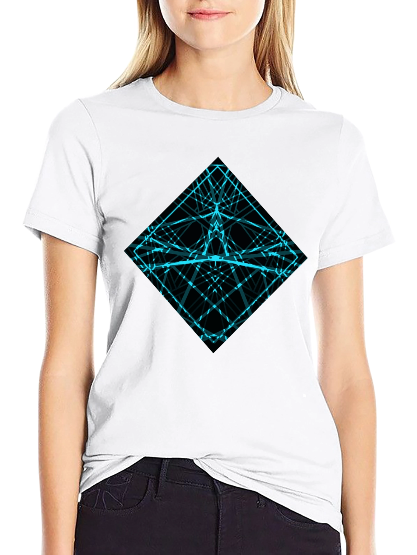 Geometric Lines Graphic Tee - Mens Black Shirt