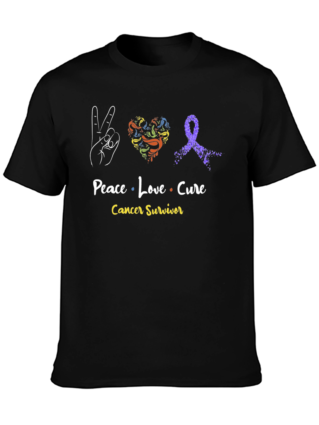 Peace Love Cure Cancer Survivor T-Shirt