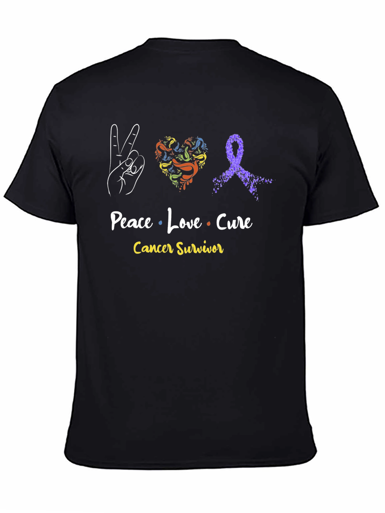 Peace Love Cure Cancer Survivor T-Shirt