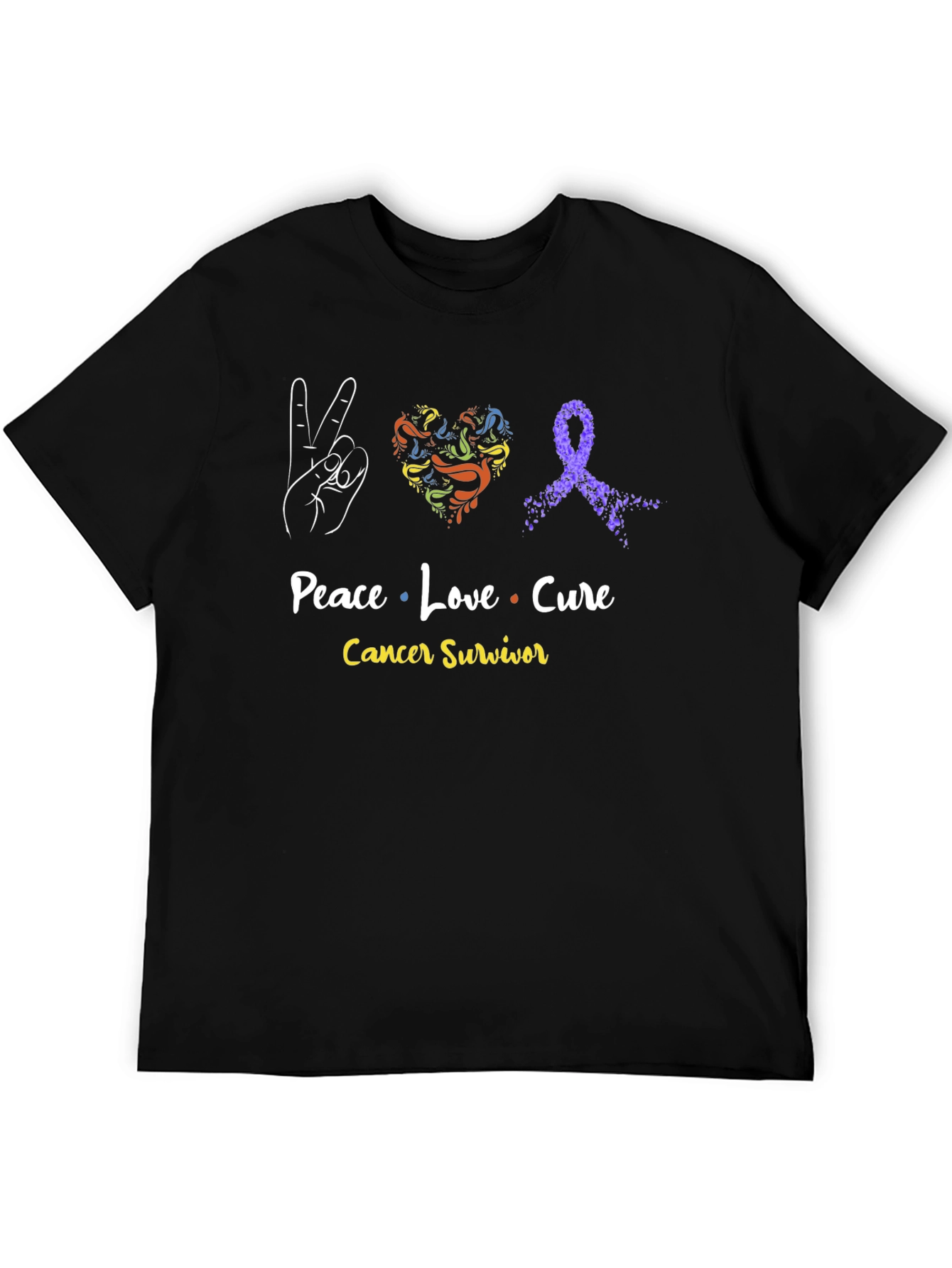Peace Love Cure Cancer Survivor T-Shirt